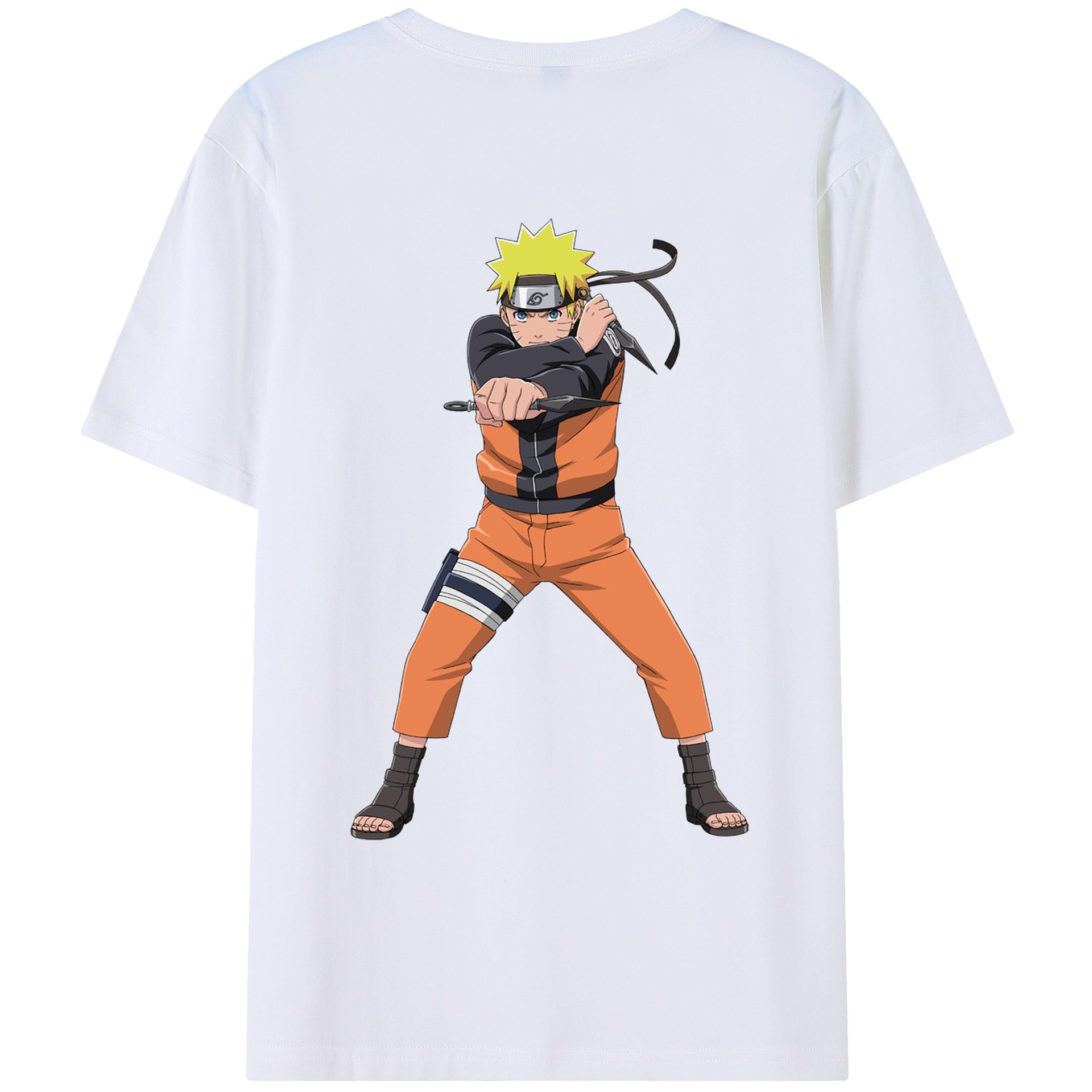 （画像用） NARUTO -ナルト- うずまき ナルト Uzumaki Naruto 綿100％ メンズ半袖Tシャツ（バックプリント） 通気性