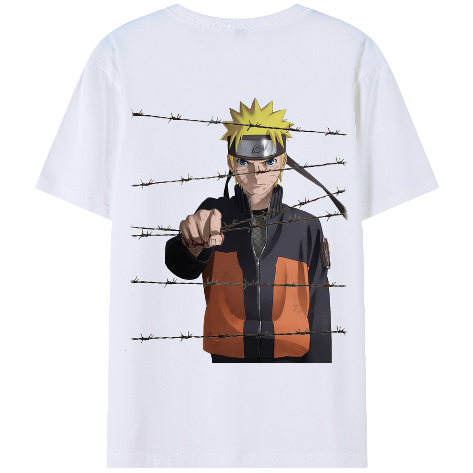 （画像用） NARUTO -ナルト- うずまき ナルト Uzumaki Naruto 綿100％ メンズ半袖Tシャツ（バックプリント） 通気性
