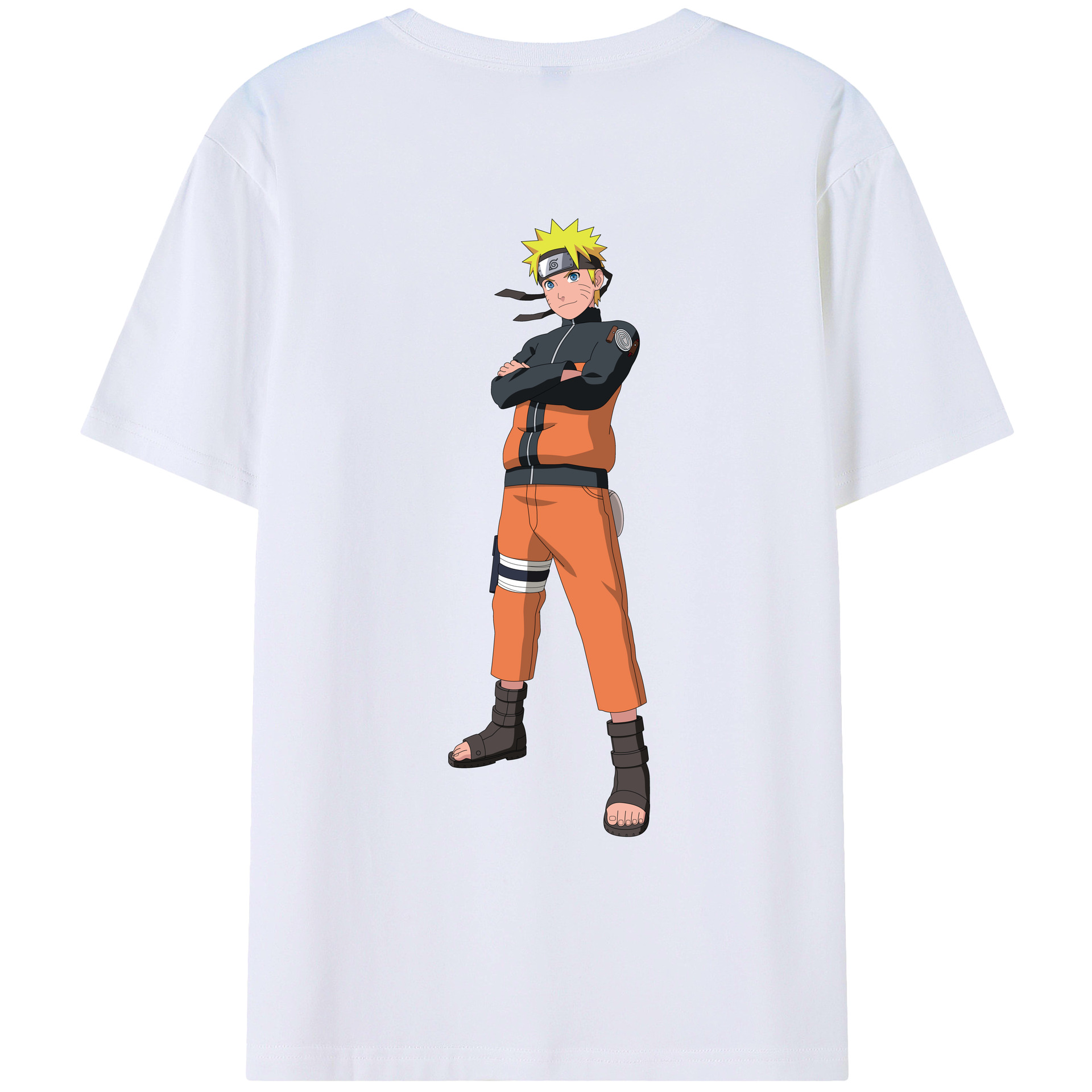 （画像用） NARUTO -ナルト- うずまき ナルト Uzumaki Naruto 綿100％ メンズ半袖Tシャツ（バックプリント） 通気性