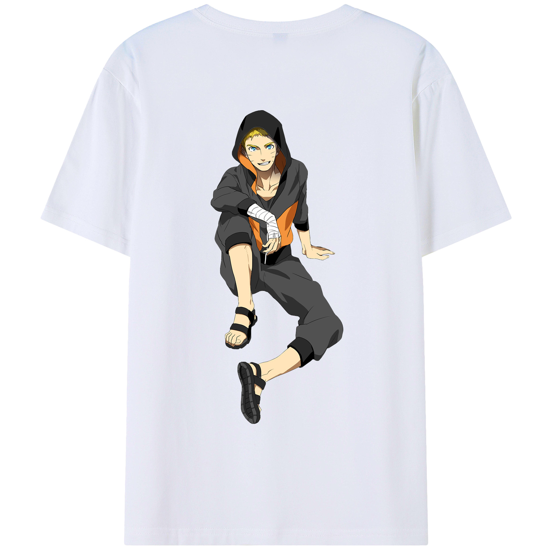 （画像用） NARUTO -ナルト- うずまき ナルト Uzumaki Naruto 綿100％ メンズ半袖Tシャツ（バックプリント） 通気性