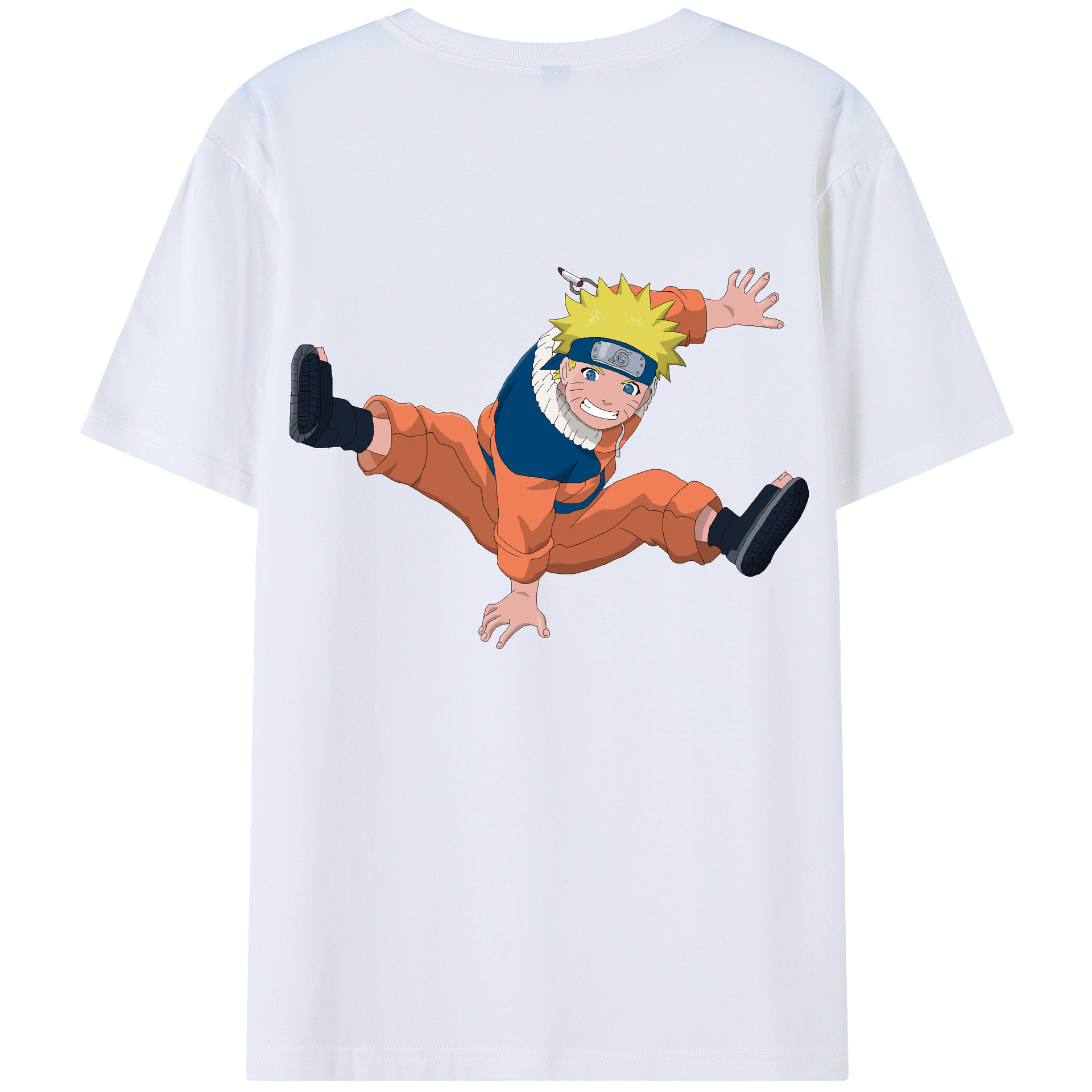 （画像用） NARUTO -ナルト- うずまき ナルト Uzumaki Naruto 綿100％ メンズ半袖Tシャツ（バックプリント） 通気性