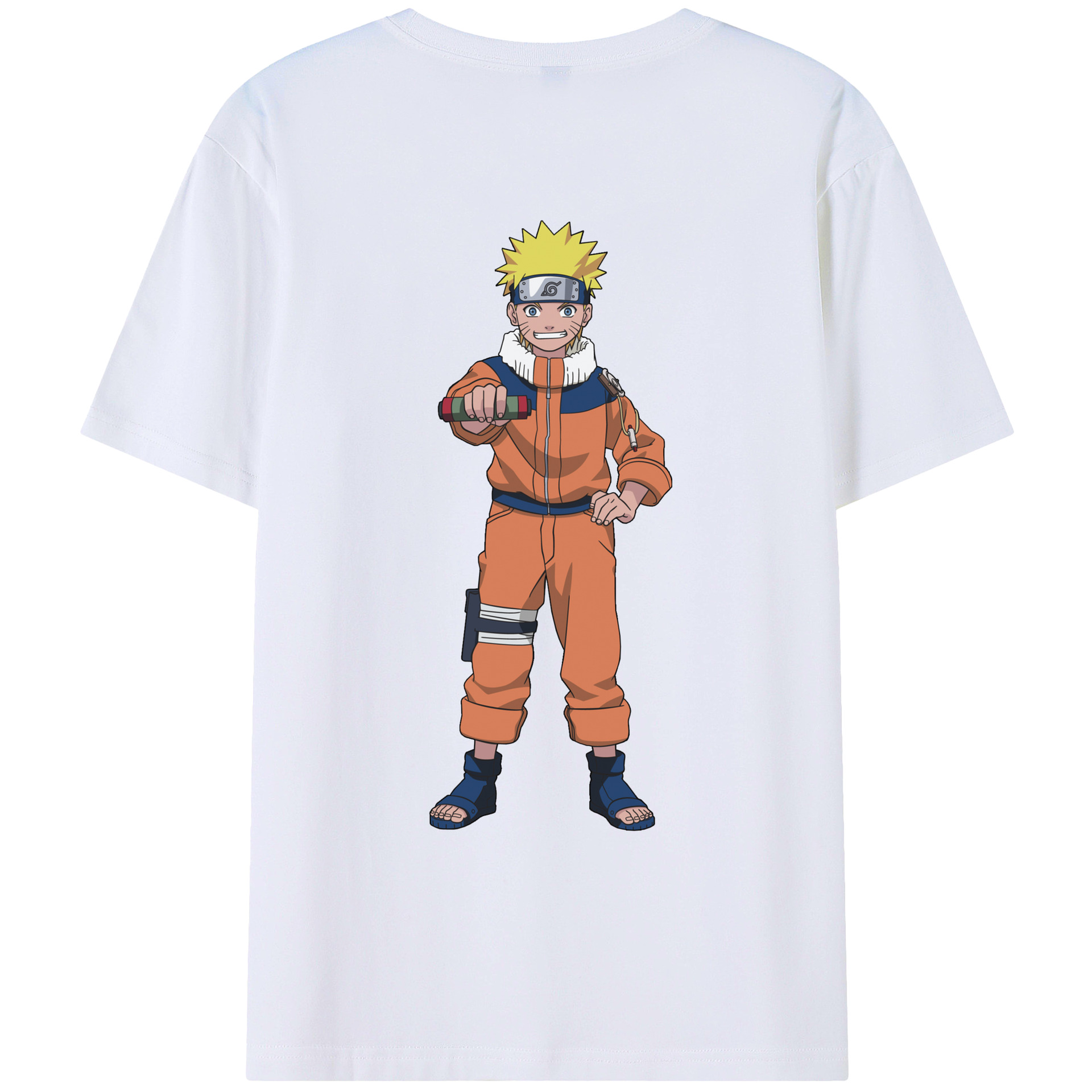 （画像用） NARUTO -ナルト- うずまき ナルト Uzumaki Naruto 綿100％ メンズ半袖Tシャツ（バックプリント） 通気性