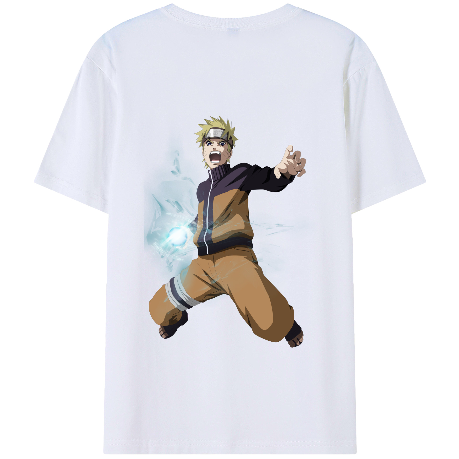 （画像用） NARUTO -ナルト- うずまき ナルト Uzumaki Naruto 綿100％ メンズ半袖Tシャツ（バックプリント） 通気性