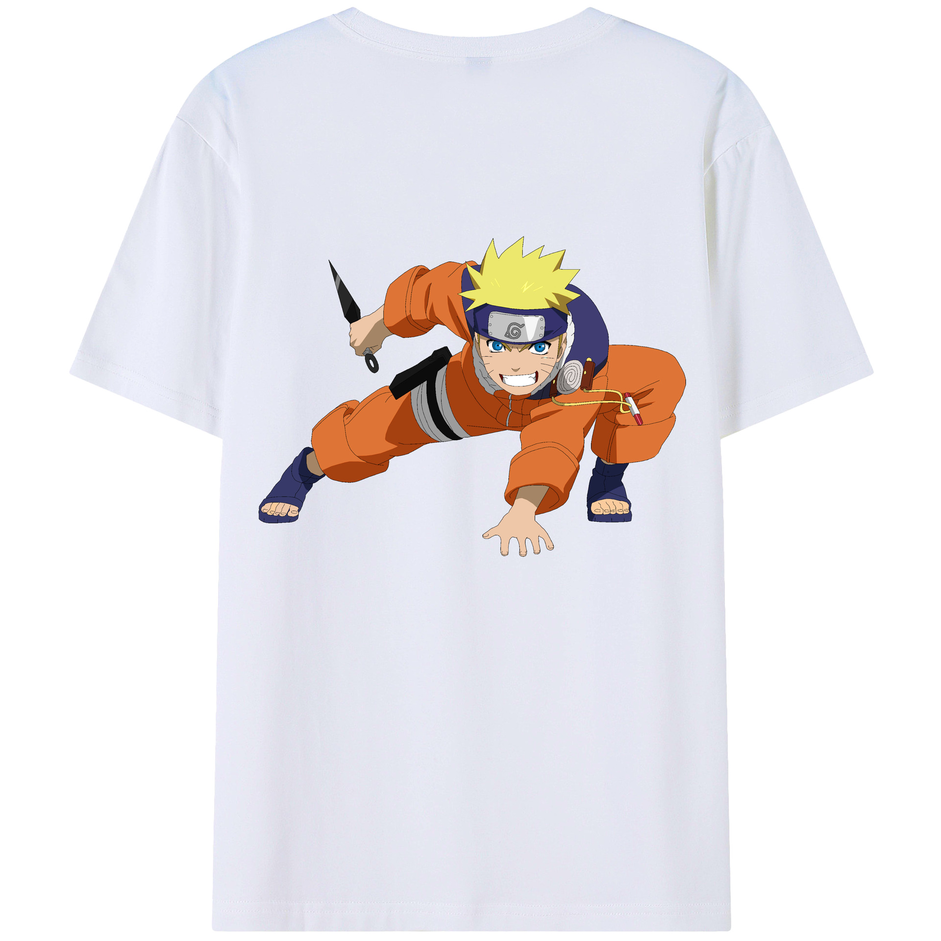 （画像用） NARUTO -ナルト- うずまき ナルト Uzumaki Naruto 綿100％ メンズ半袖Tシャツ（バックプリント） 通気性