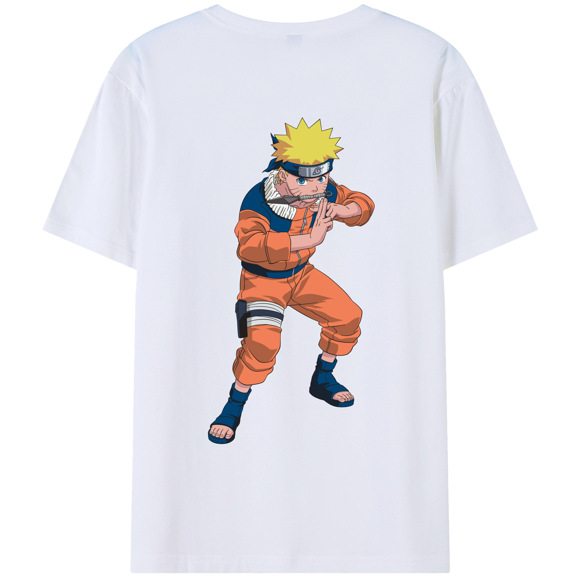 （画像用） NARUTO -ナルト- うずまき ナルト Uzumaki Naruto 綿100％ メンズ半袖Tシャツ（バックプリント） 通気性