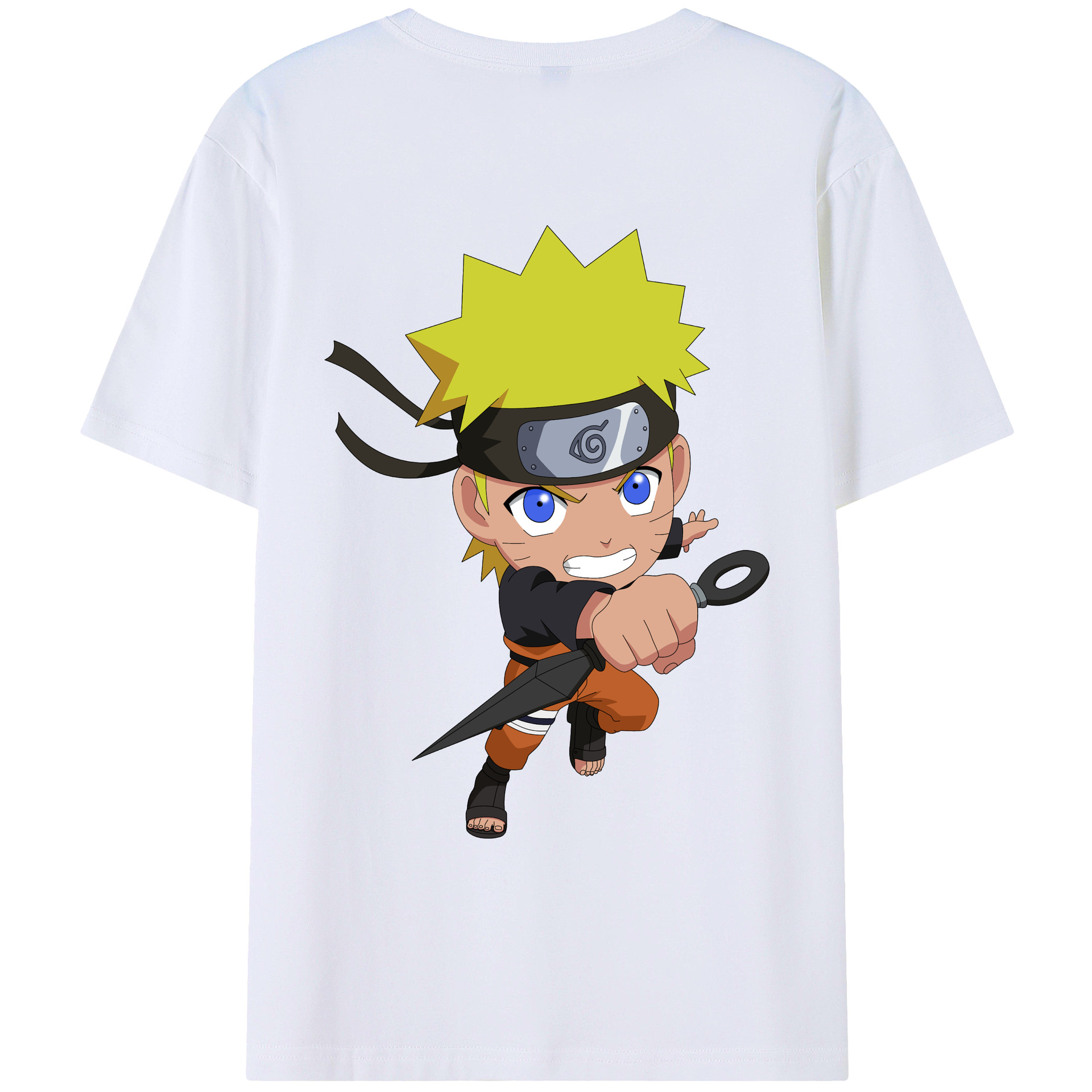 （画像用） NARUTO -ナルト- うずまき ナルト Uzumaki Naruto 綿100％ メンズ半袖Tシャツ（バックプリント） 通気性