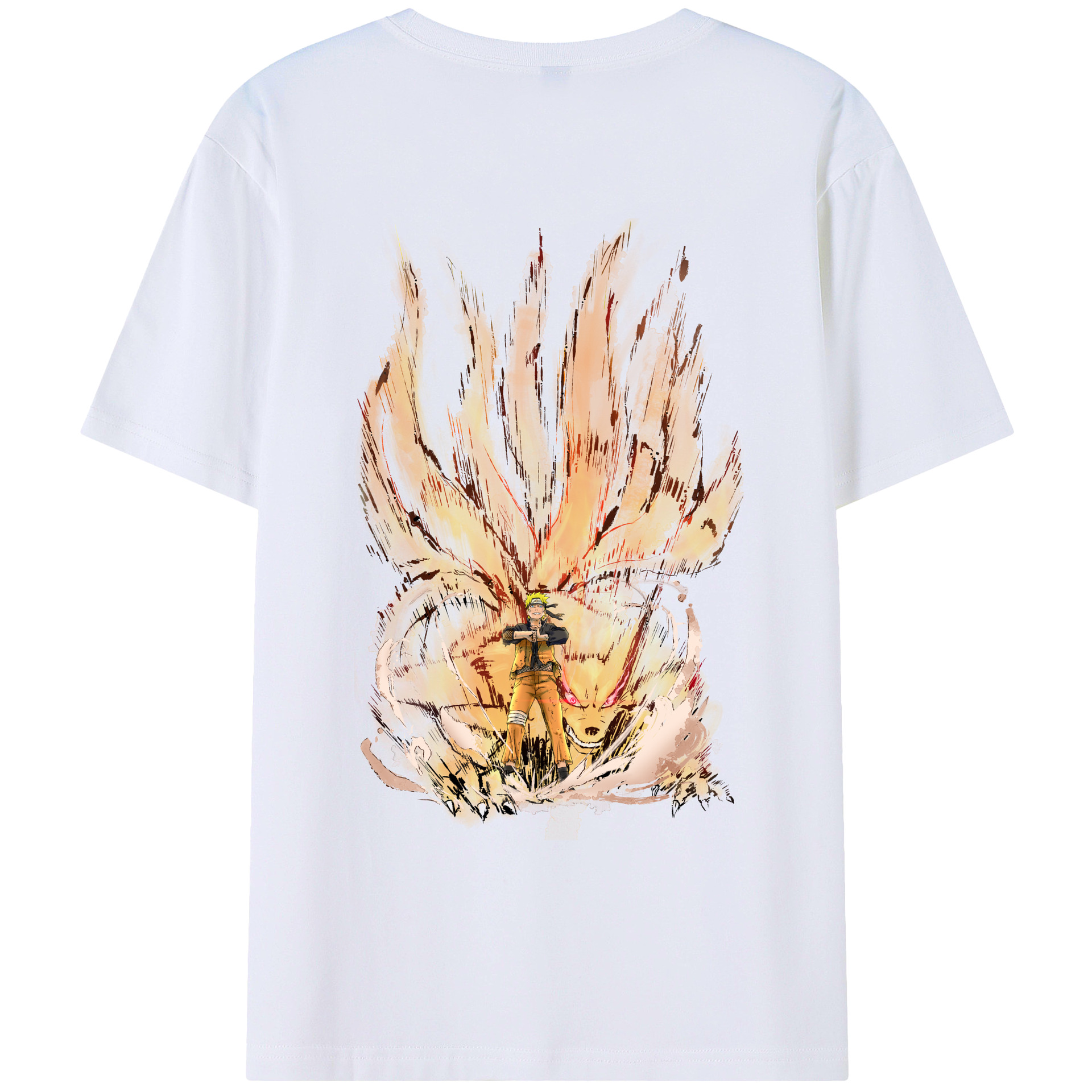 （画像用） NARUTO -ナルト- うずまき ナルト Uzumaki Naruto 綿100％ メンズ半袖Tシャツ（バックプリント） 通気性