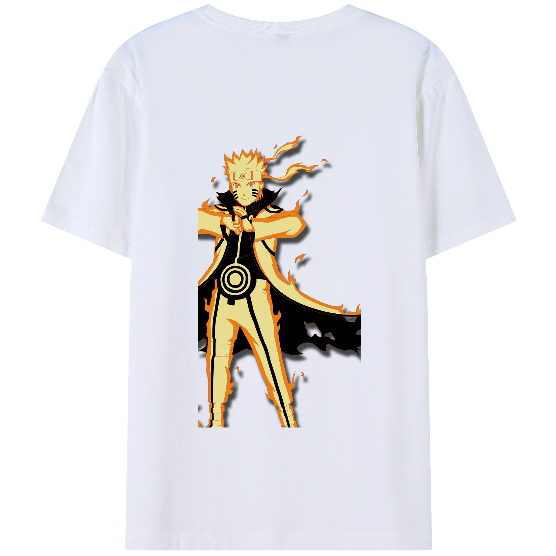（画像用） NARUTO -ナルト- うずまき ナルト Uzumaki Naruto 綿100％ メンズ半袖Tシャツ（バックプリント） 通気性