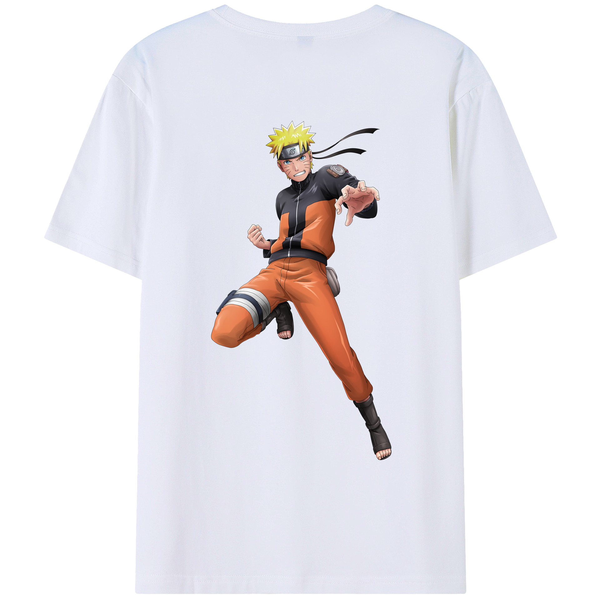 （画像用） NARUTO -ナルト- うずまき ナルト Uzumaki Naruto 綿100％ メンズ半袖Tシャツ（バックプリント） 通気性