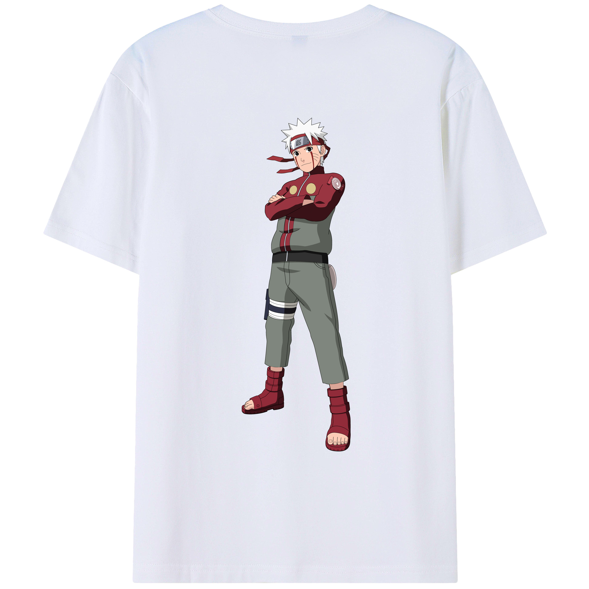 （画像用） NARUTO -ナルト- うずまき ナルト Uzumaki Naruto 綿100％ メンズ半袖Tシャツ（バックプリント） 通気性