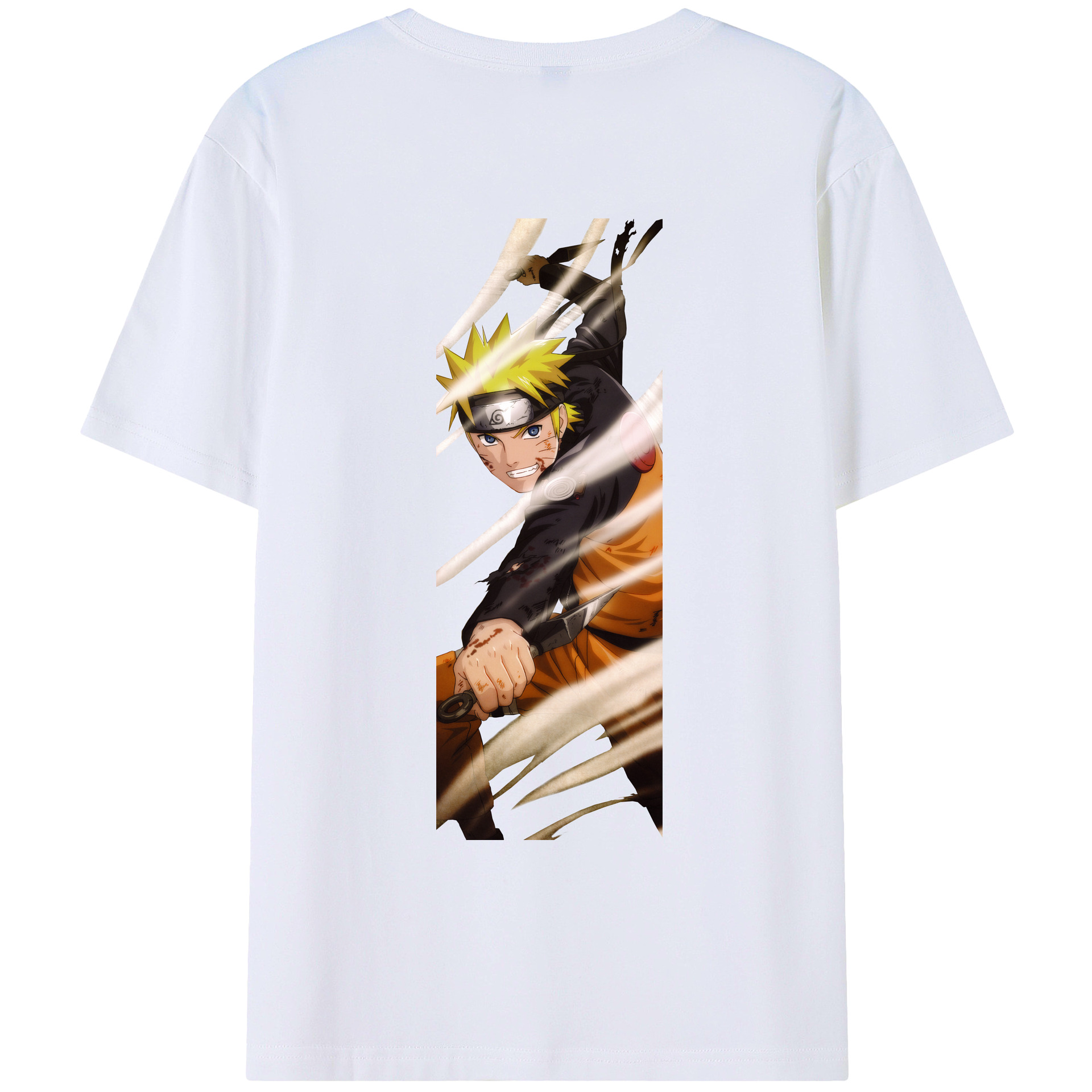 （画像用） NARUTO -ナルト- うずまき ナルト Uzumaki Naruto 綿100％ メンズ半袖Tシャツ（バックプリント） 通気性