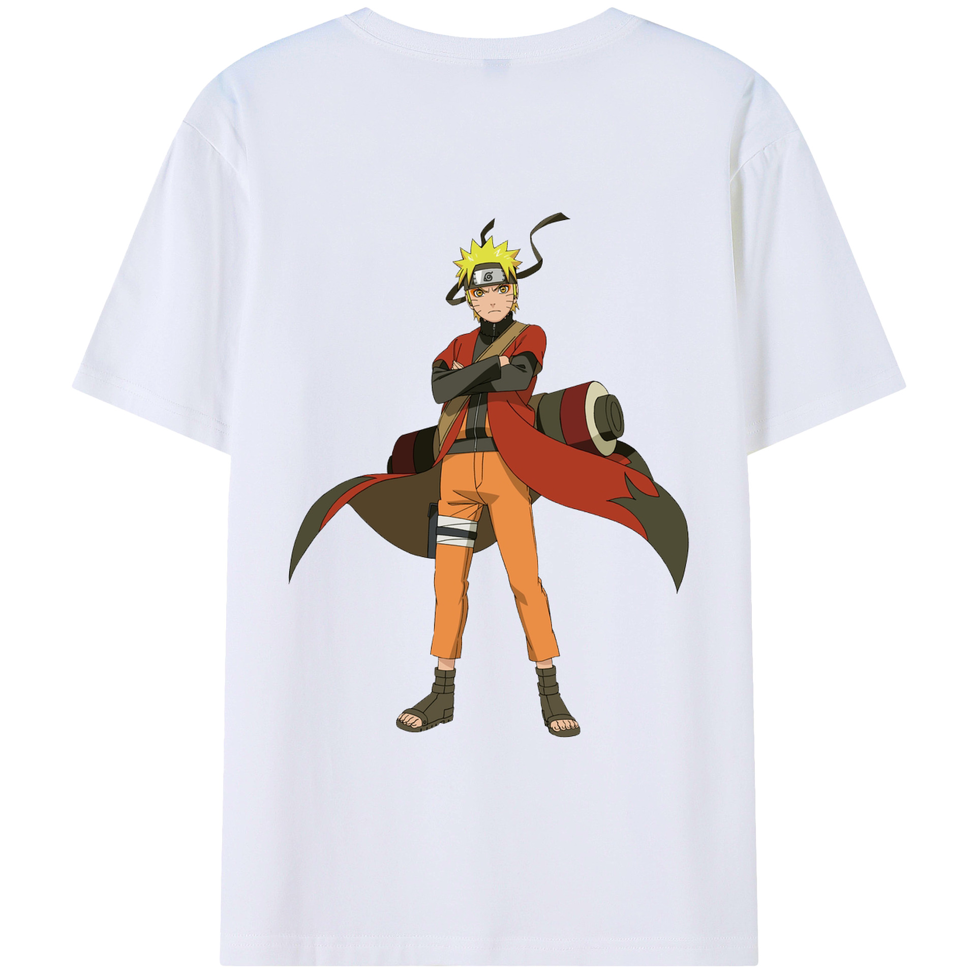 （画像用） NARUTO -ナルト- うずまき ナルト Uzumaki Naruto 綿100％ メンズ半袖Tシャツ（バックプリント） 通気性