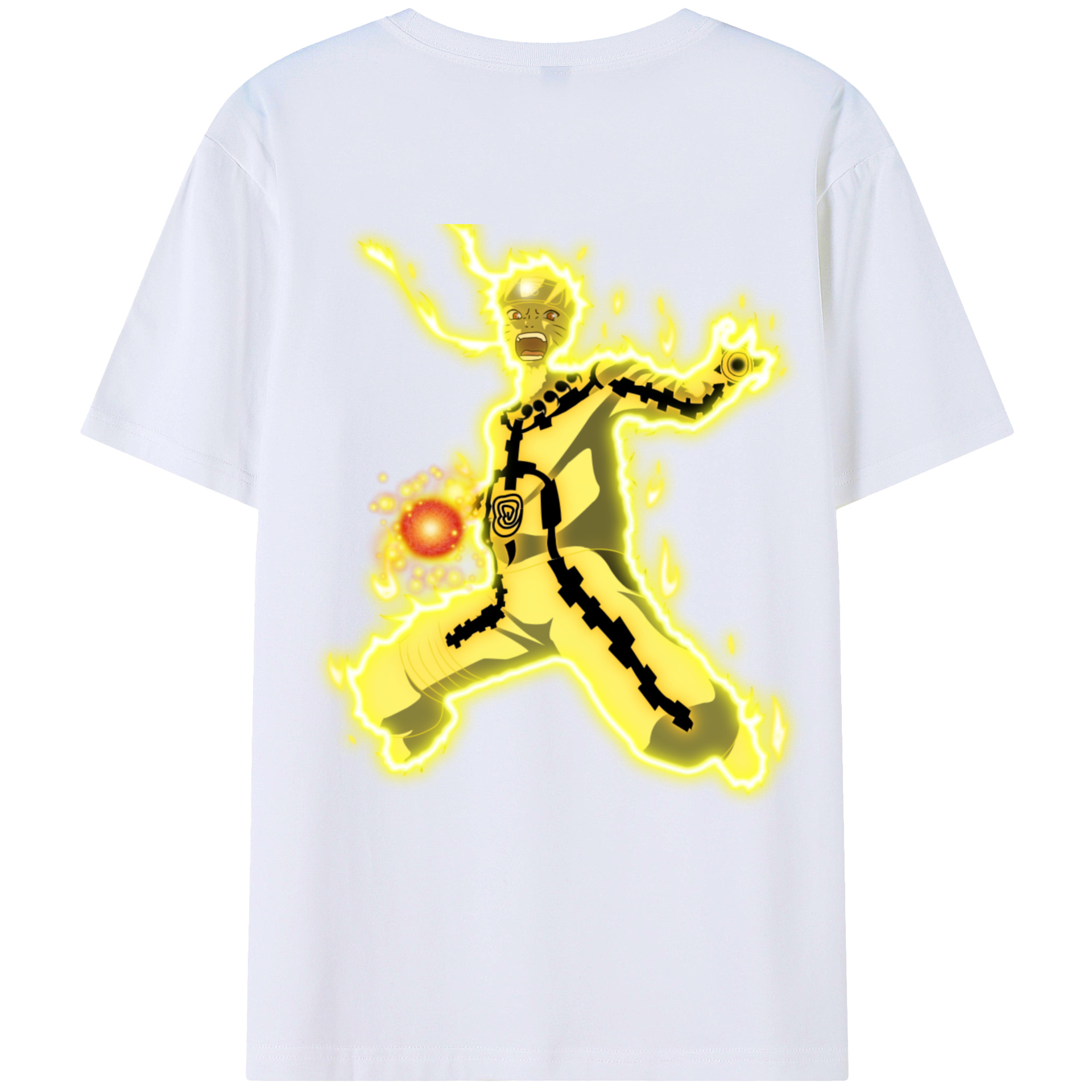 （画像用） NARUTO -ナルト- うずまき ナルト Uzumaki Naruto 綿100％ メンズ半袖Tシャツ（バックプリント） 通気性