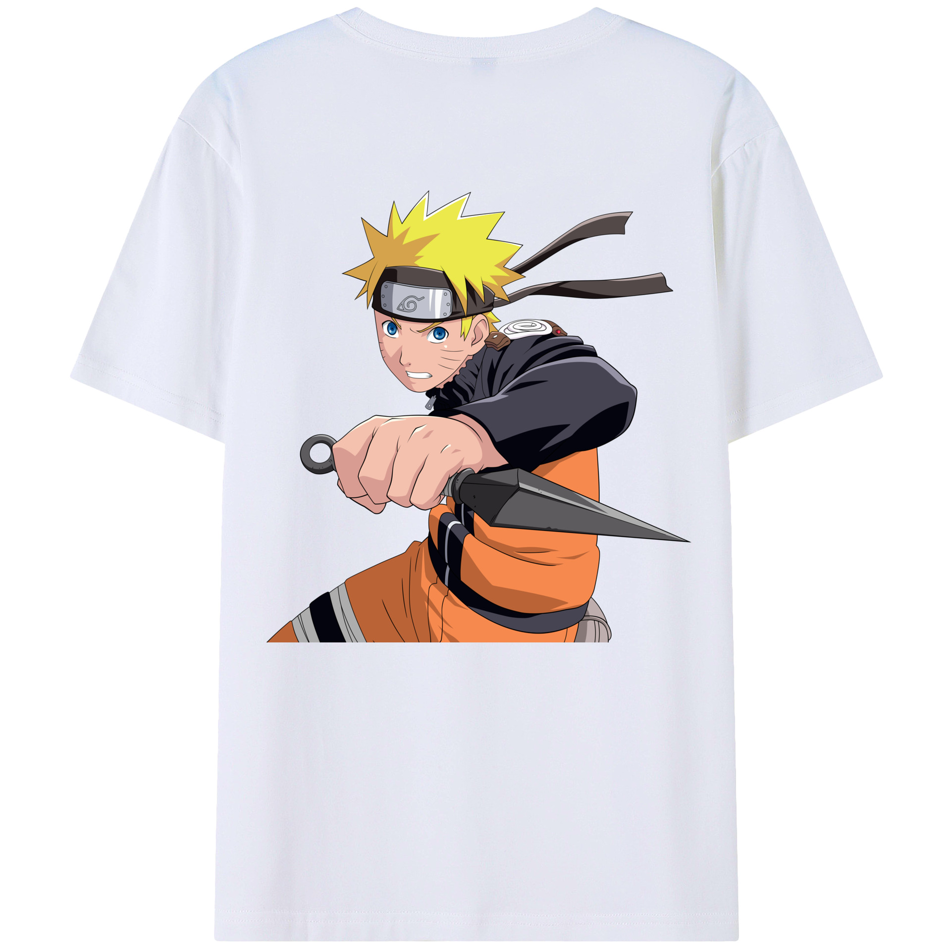 （画像用） NARUTO -ナルト- うずまき ナルト Uzumaki Naruto 綿100％ メンズ半袖Tシャツ（バックプリント） 通気性