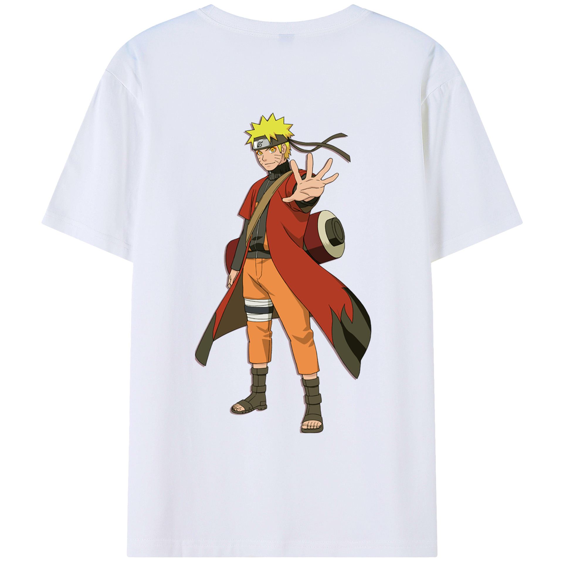 （画像用） NARUTO -ナルト- うずまき ナルト Uzumaki Naruto 綿100％ メンズ半袖Tシャツ（バックプリント） 通気性