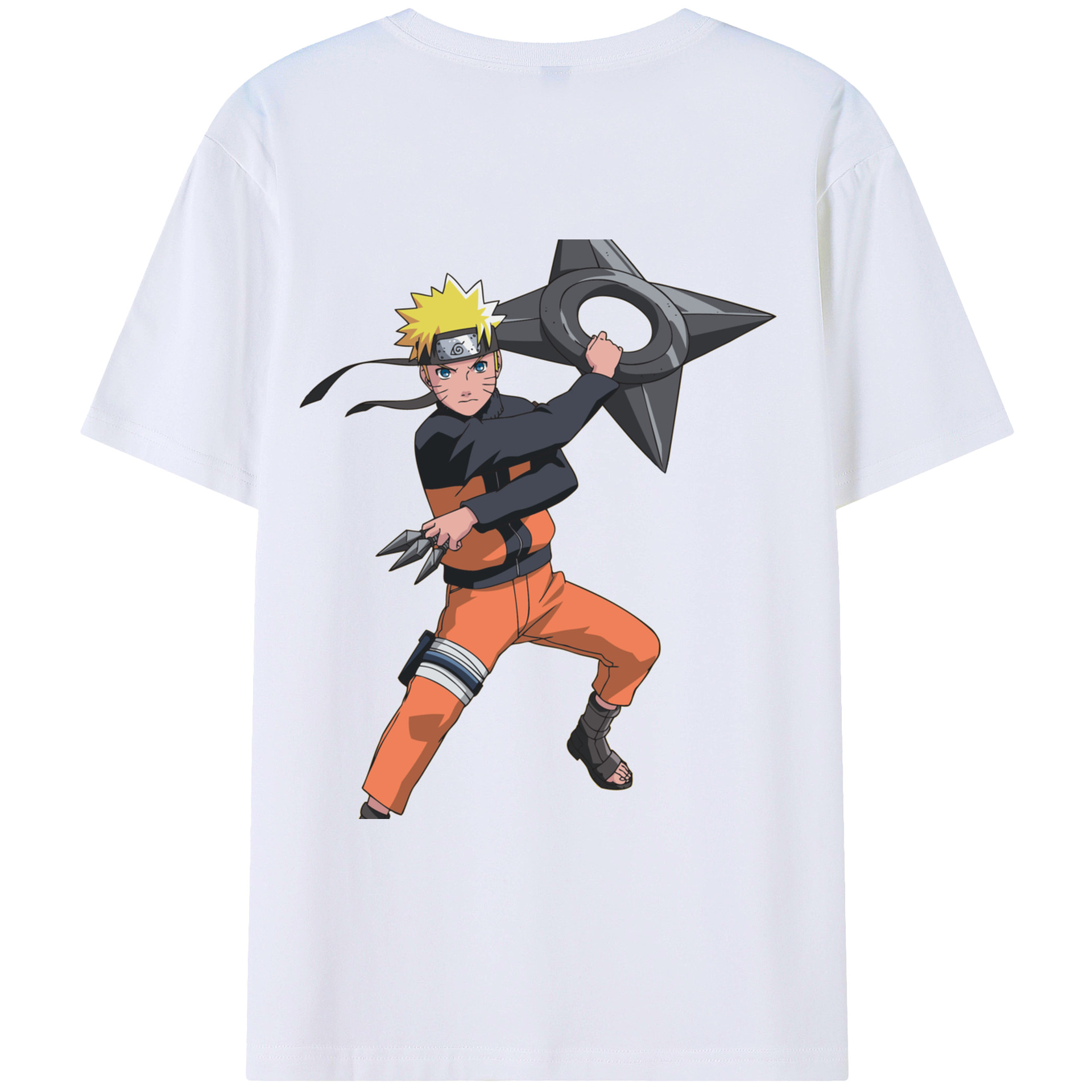 （画像用） NARUTO -ナルト- うずまき ナルト Uzumaki Naruto 綿100％ メンズ半袖Tシャツ（バックプリント） 通気性
