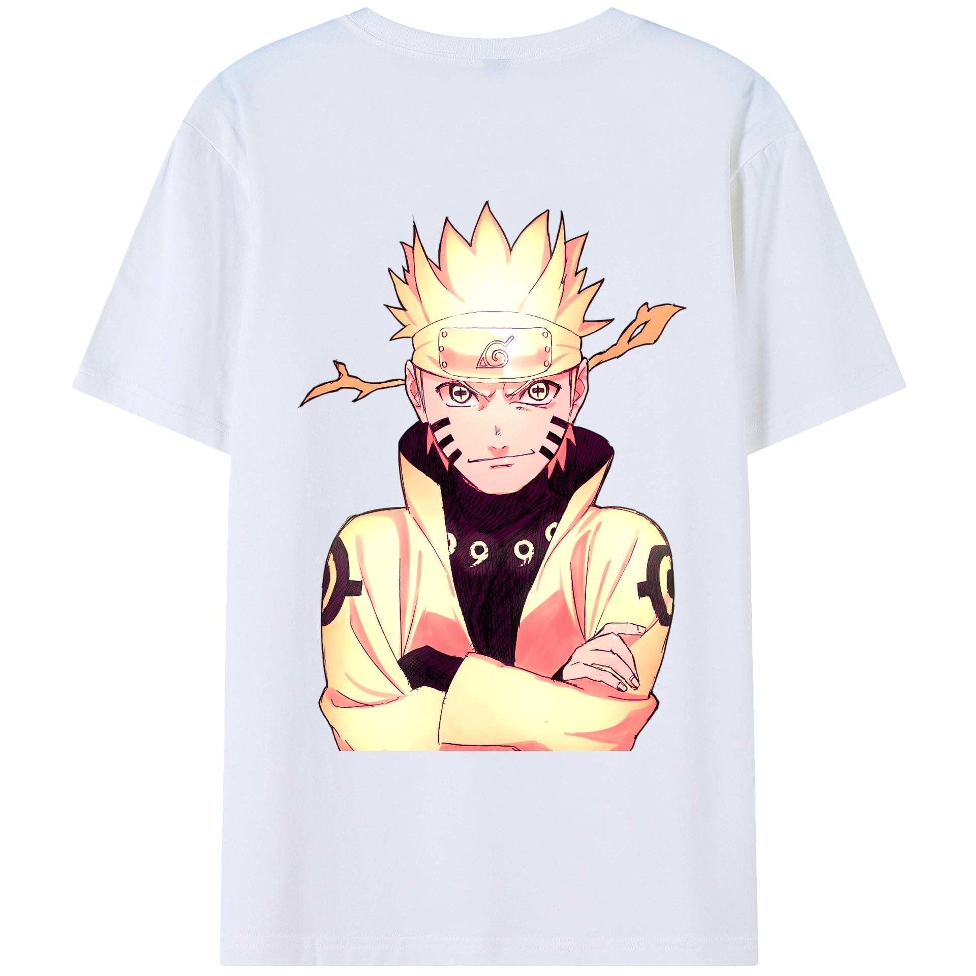 （画像用） NARUTO -ナルト- うずまき ナルト Uzumaki Naruto 綿100％ メンズ半袖Tシャツ（バックプリント） 通気性