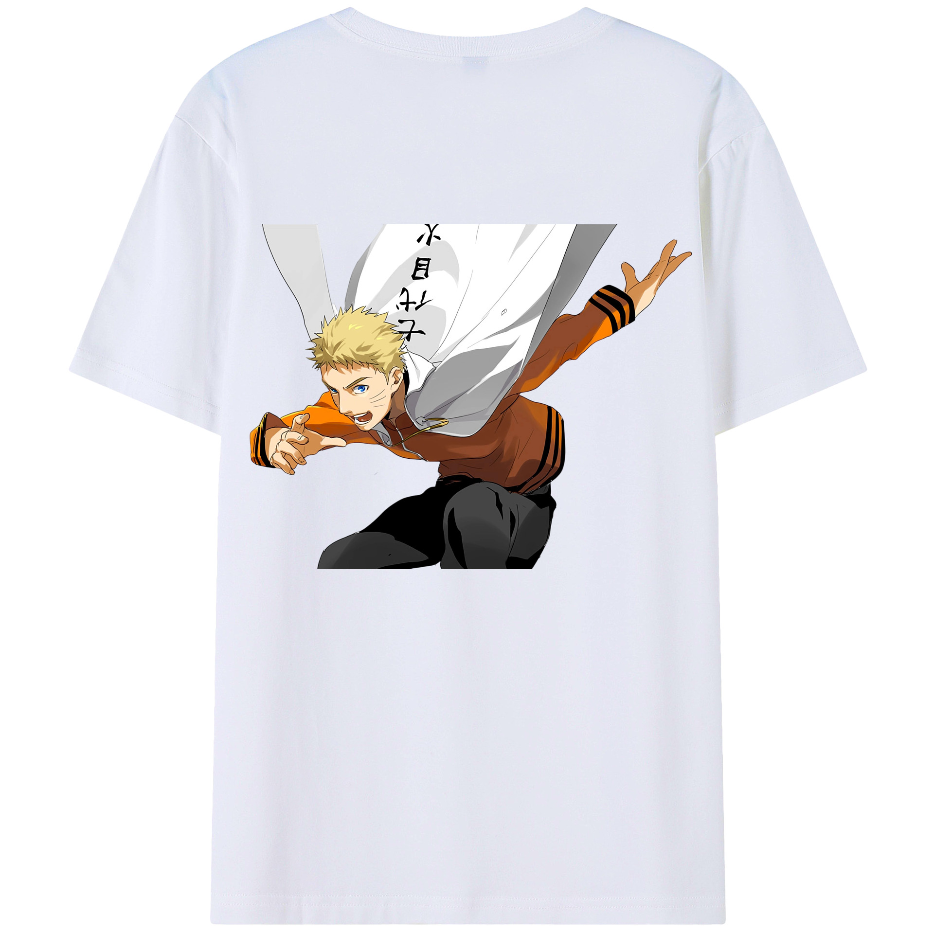 （画像用） NARUTO -ナルト- うずまき ナルト Uzumaki Naruto 綿100％ メンズ半袖Tシャツ（バックプリント） 通気性