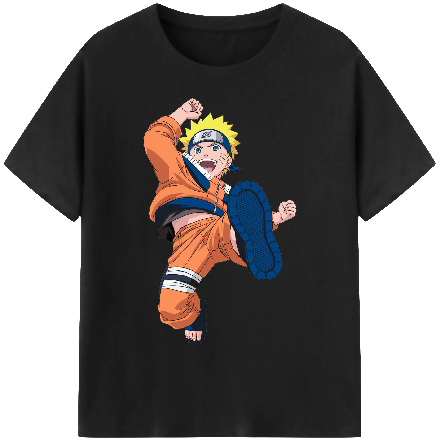 （画像用） NARUTO -ナルト- うずまき ナルト Uzumaki Naruto 綿100％ メンズ半袖Tシャツ｜肌触りやわらか＆通気性
