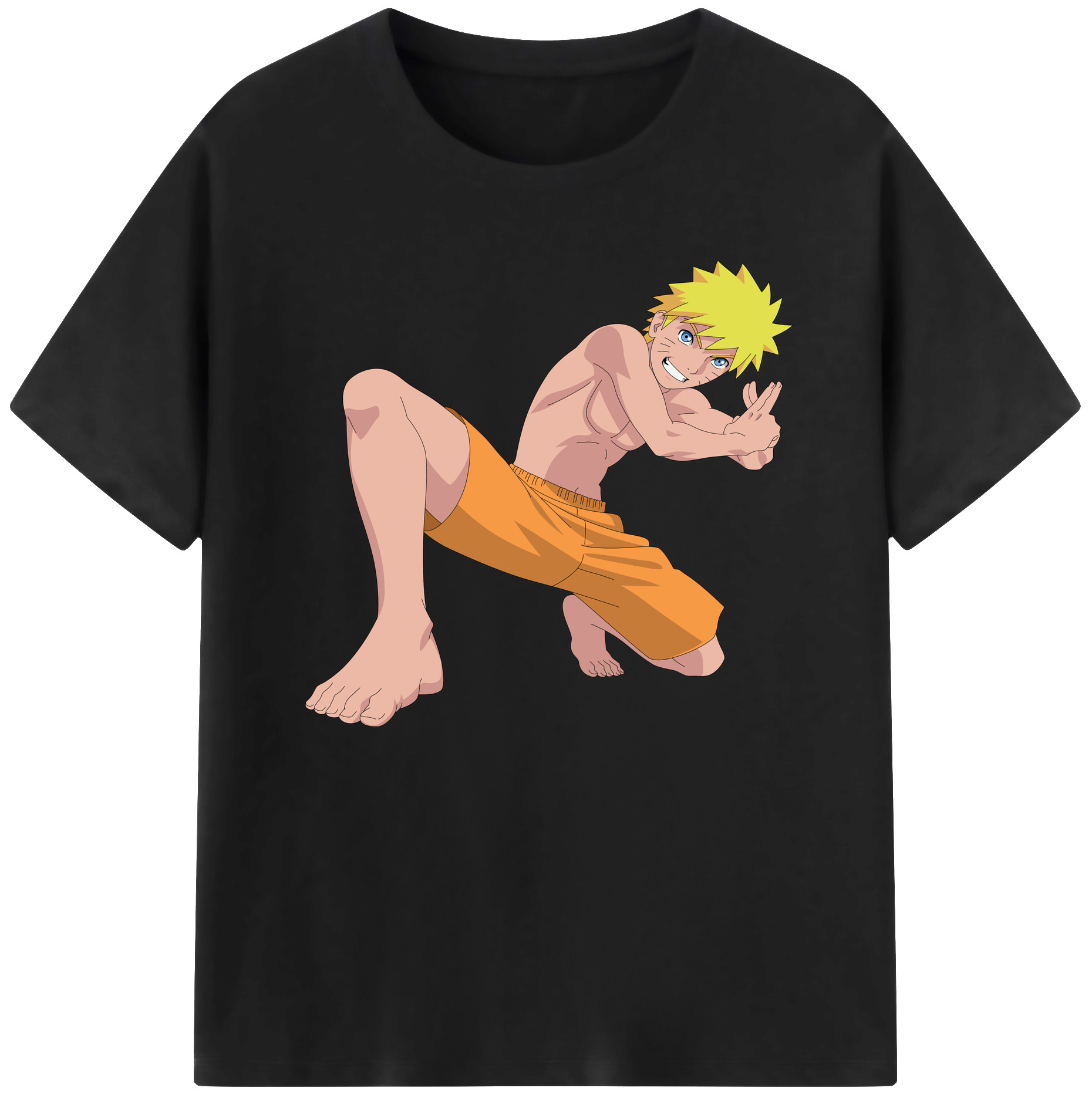 （画像用） NARUTO -ナルト- うずまき ナルト Uzumaki Naruto 綿100％ メンズ半袖Tシャツ｜肌触りやわらか＆通気性