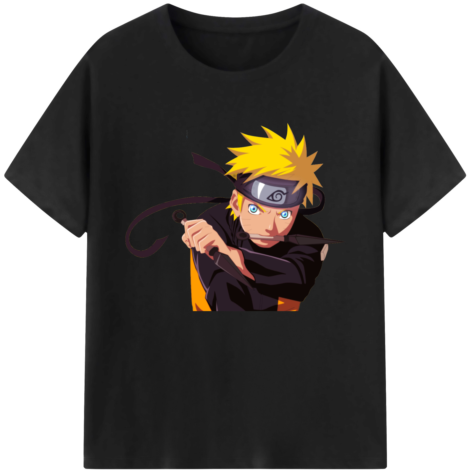 （画像用） NARUTO -ナルト- うずまき ナルト Uzumaki Naruto 綿100％ メンズ半袖Tシャツ｜肌触りやわらか＆通気性
