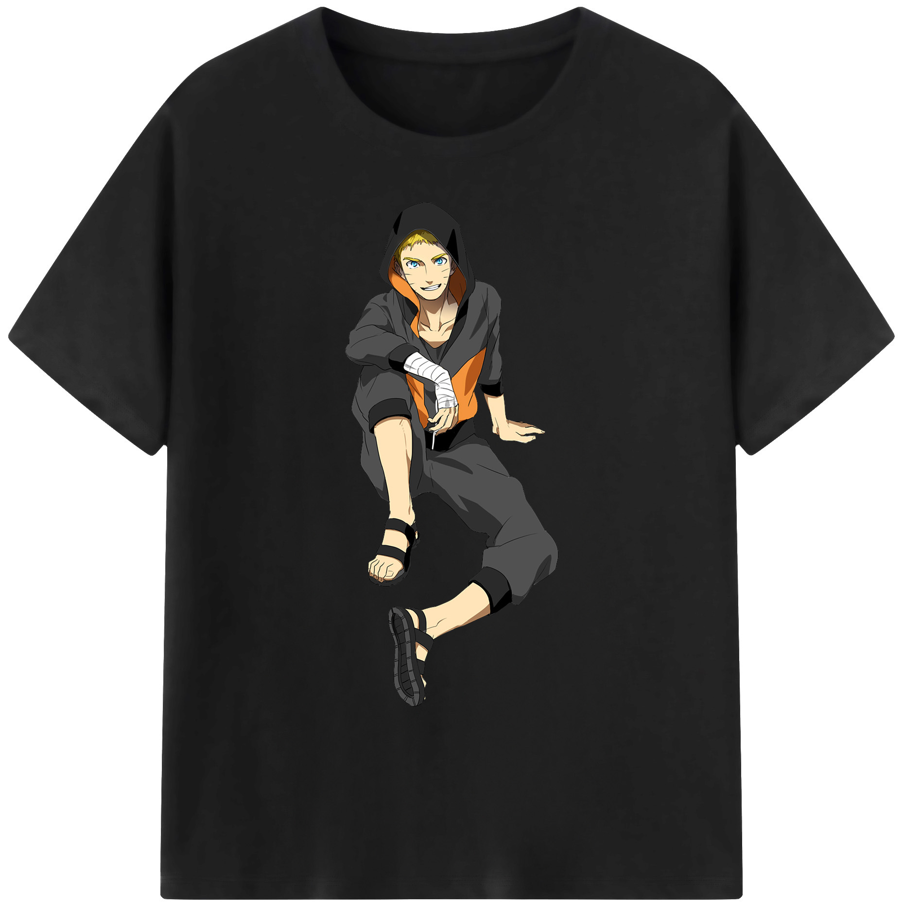 （画像用） NARUTO -ナルト- うずまき ナルト Uzumaki Naruto 綿100％ メンズ半袖Tシャツ｜肌触りやわらか＆通気性