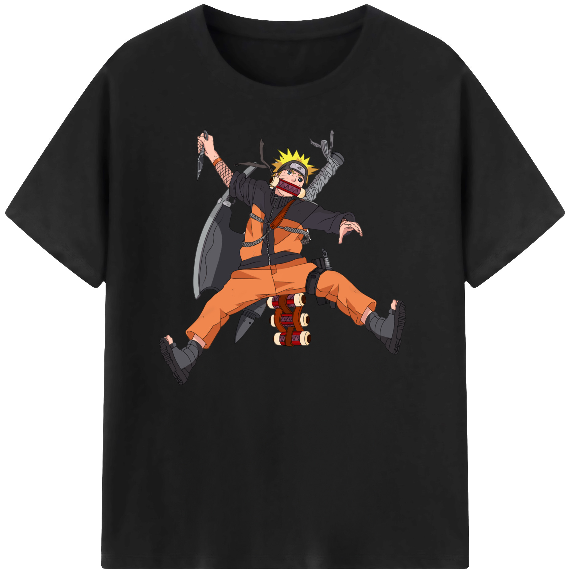 （画像用） NARUTO -ナルト- うずまき ナルト Uzumaki Naruto 綿100％ メンズ半袖Tシャツ｜肌触りやわらか＆通気性