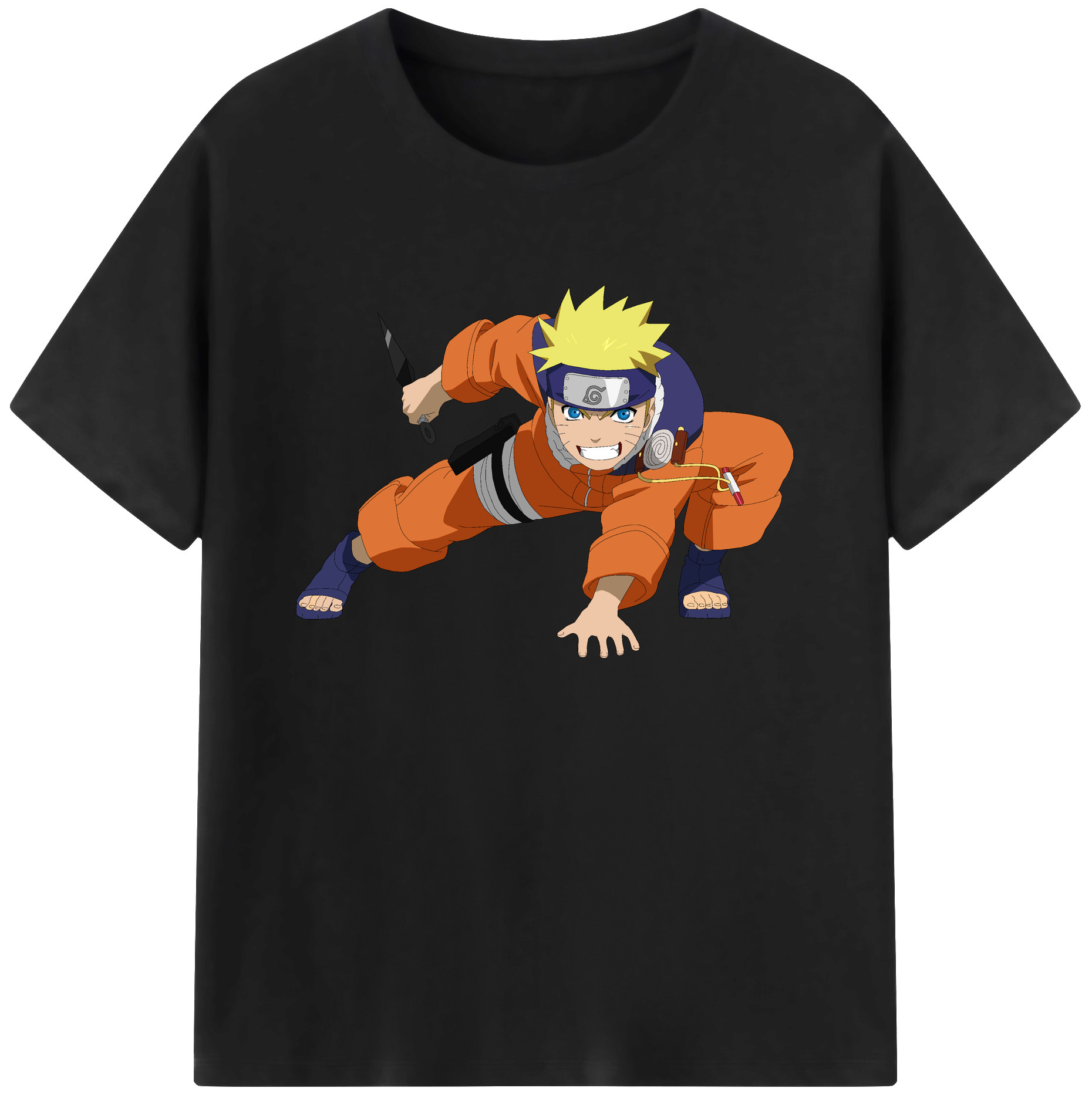 （画像用） NARUTO -ナルト- うずまき ナルト Uzumaki Naruto 綿100％ メンズ半袖Tシャツ｜肌触りやわらか＆通気性
