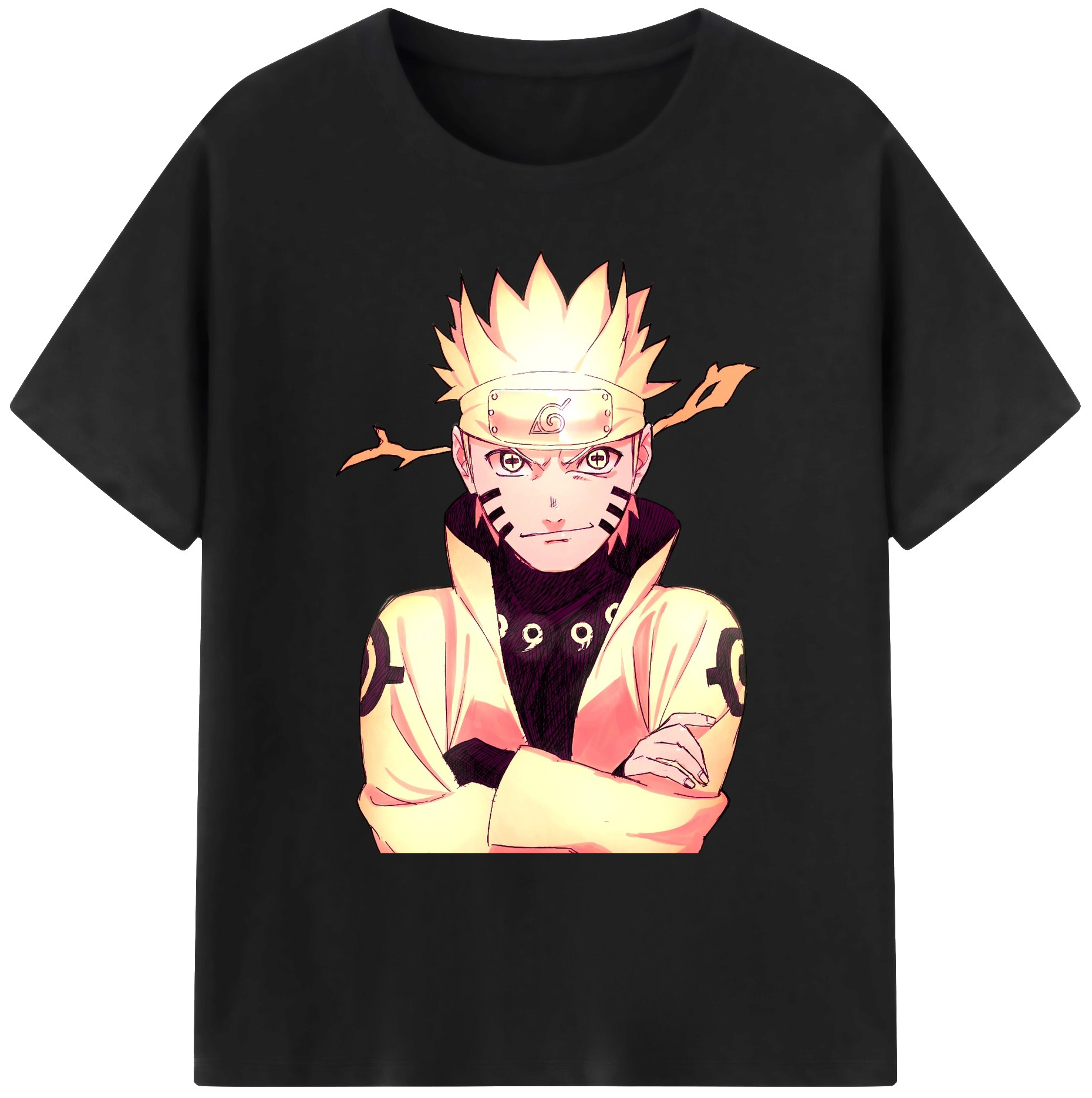 （画像用） NARUTO -ナルト- うずまき ナルト Uzumaki Naruto 綿100％ メンズ半袖Tシャツ｜肌触りやわらか＆通気性