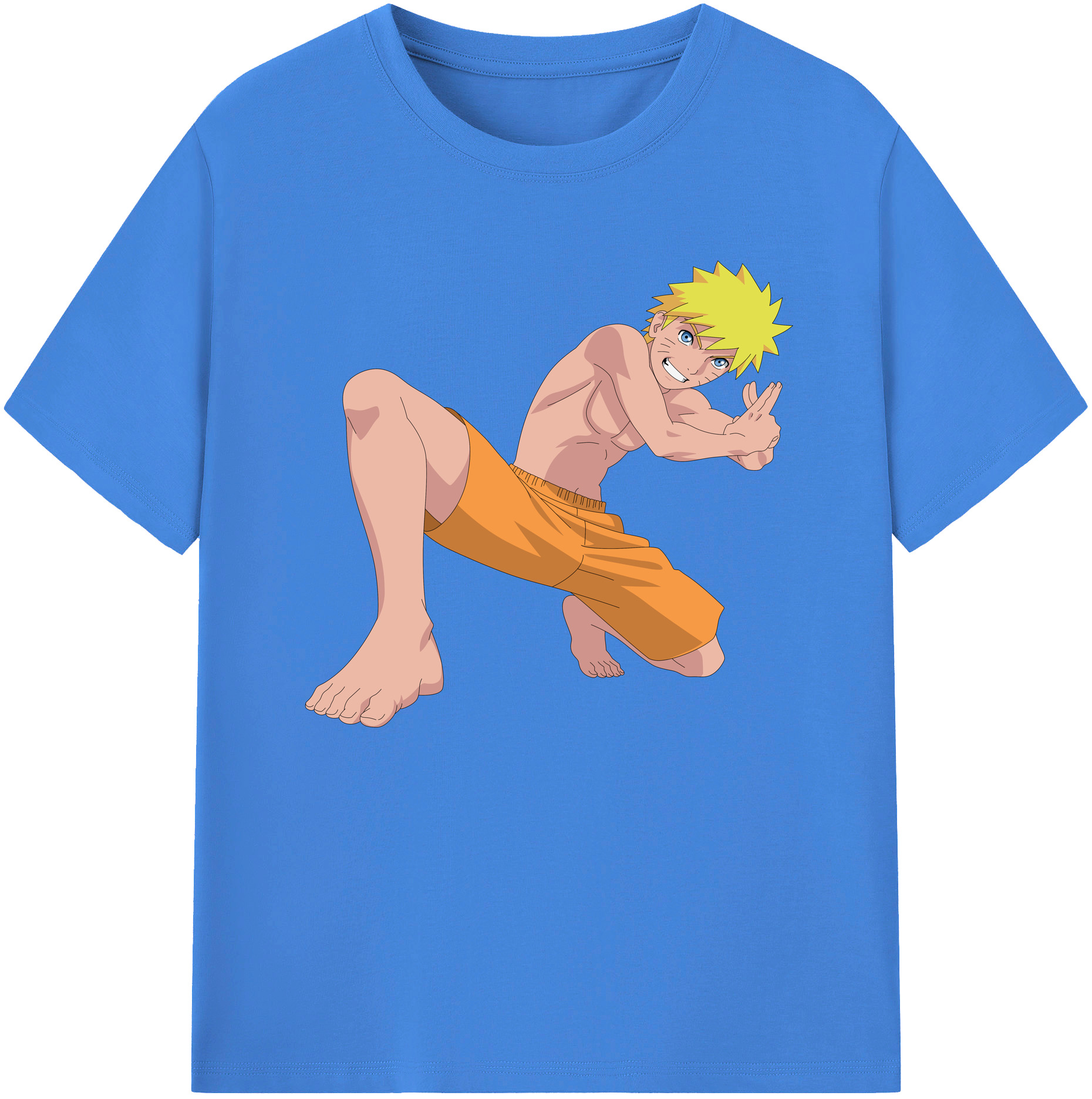 （画像用） NARUTO -ナルト- うずまき ナルト Uzumaki Naruto 綿100％ メンズ半袖Tシャツ｜肌触りやわらか＆通気性