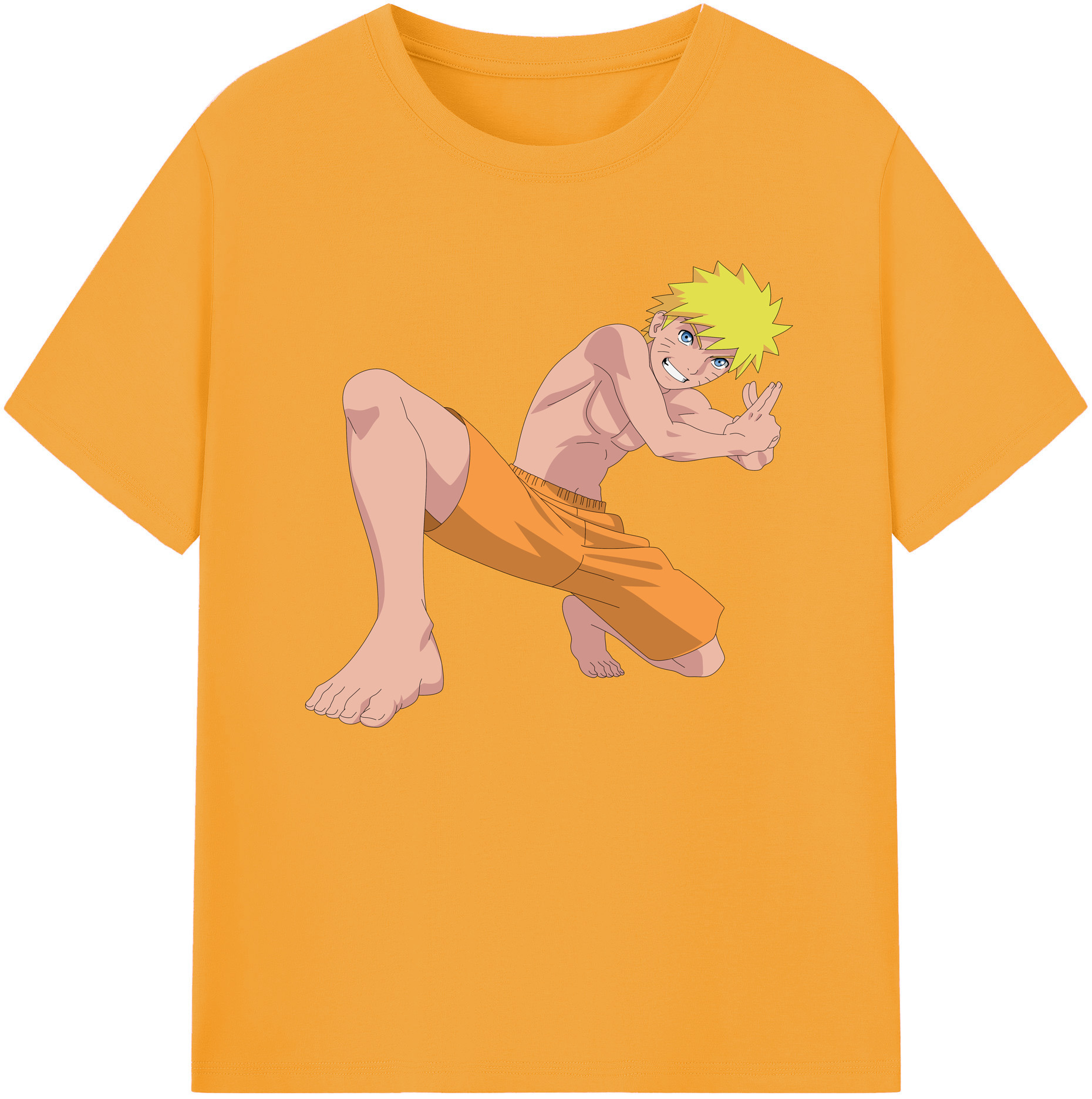 （画像用） NARUTO -ナルト- うずまき ナルト Uzumaki Naruto 綿100％ メンズ半袖Tシャツ｜肌触りやわらか＆通気性