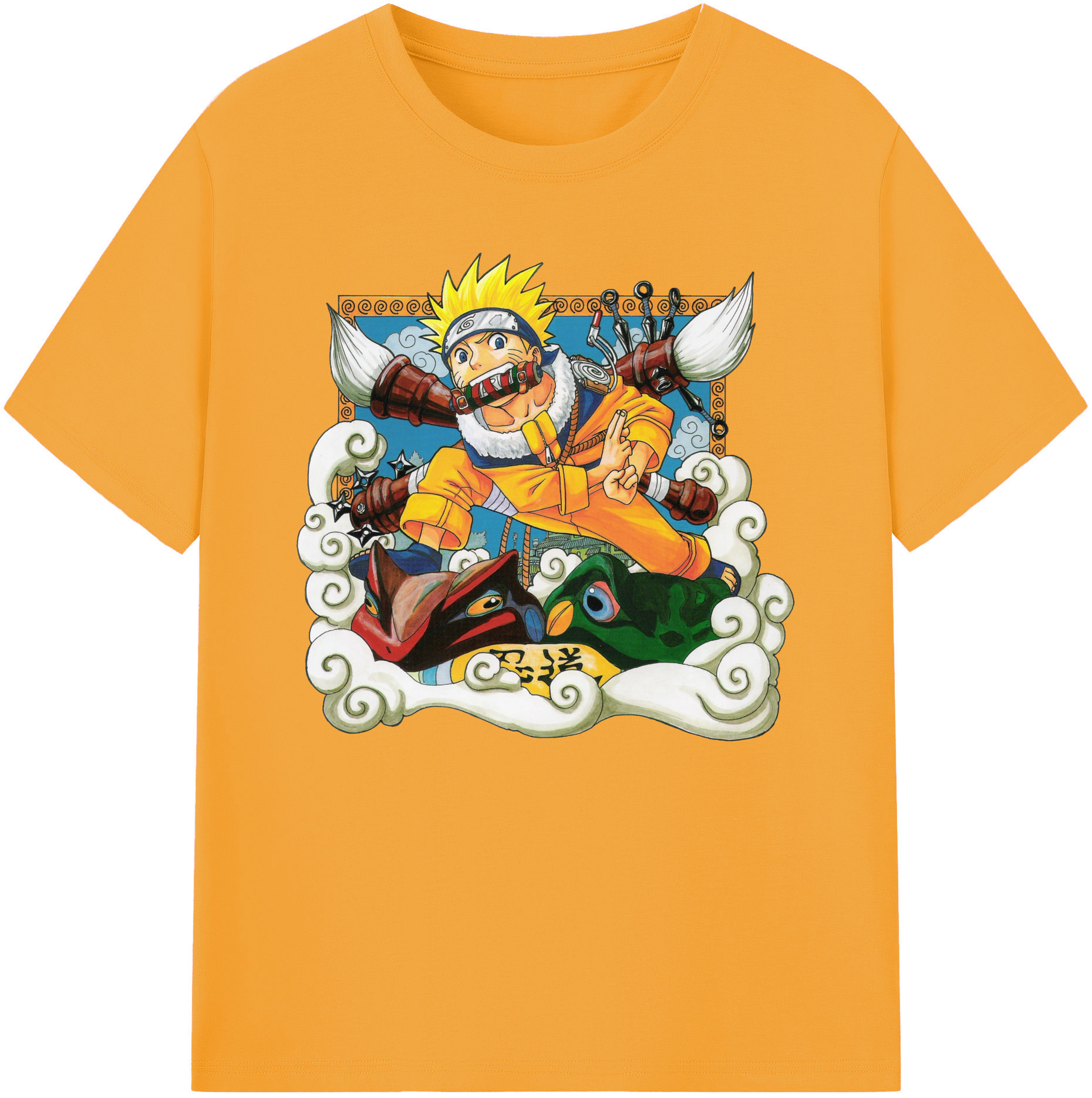 （画像用） NARUTO -ナルト- うずまき ナルト Uzumaki Naruto 綿100％ メンズ半袖Tシャツ｜肌触りやわらか＆通気性