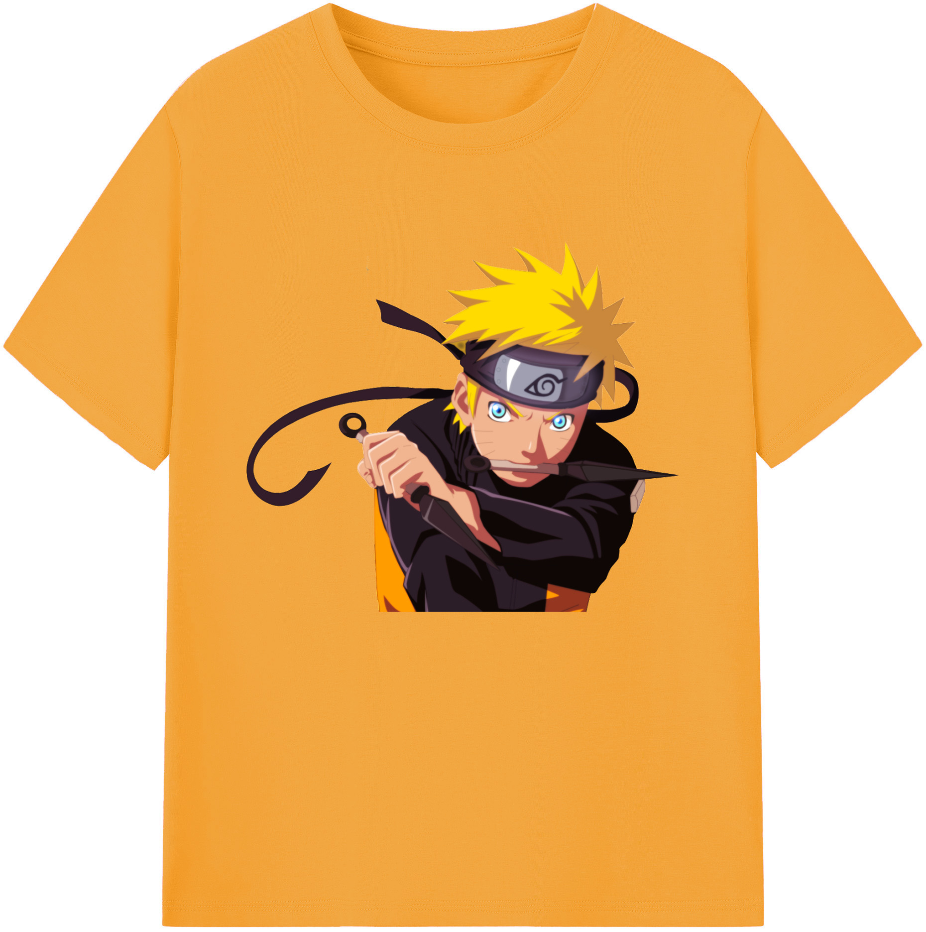 （画像用） NARUTO -ナルト- うずまき ナルト Uzumaki Naruto 綿100％ メンズ半袖Tシャツ｜肌触りやわらか＆通気性