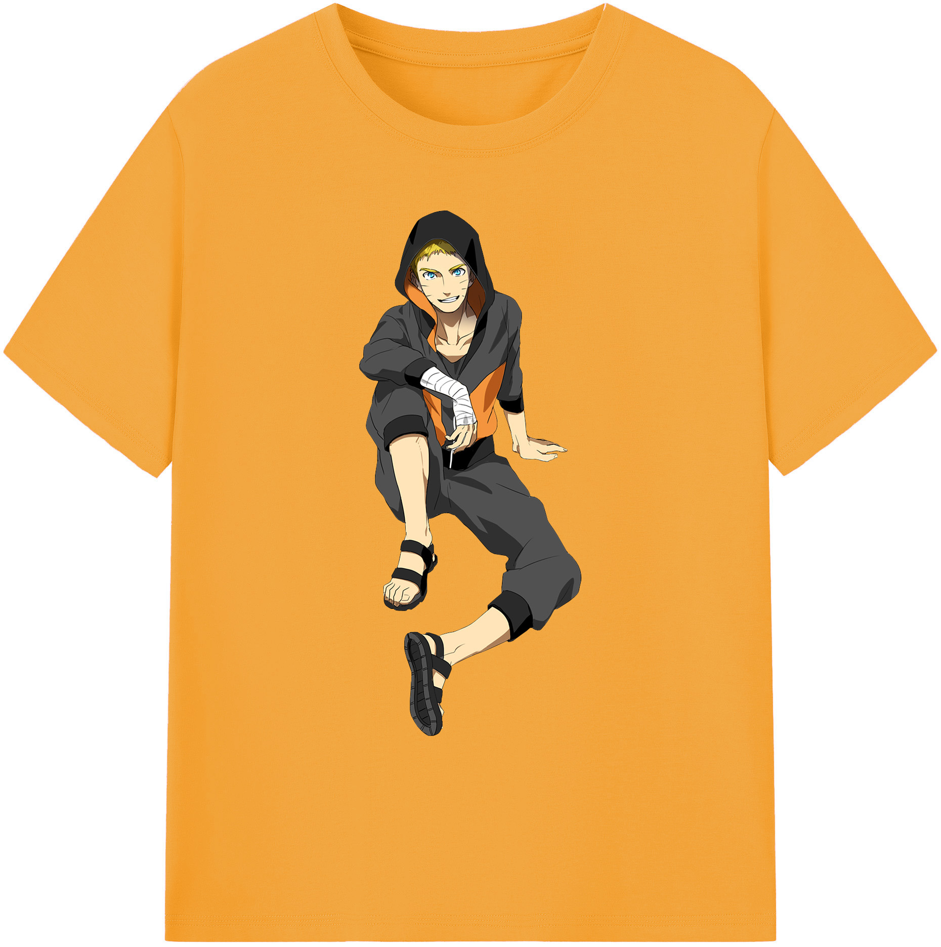 （画像用） NARUTO -ナルト- うずまき ナルト Uzumaki Naruto 綿100％ メンズ半袖Tシャツ｜肌触りやわらか＆通気性