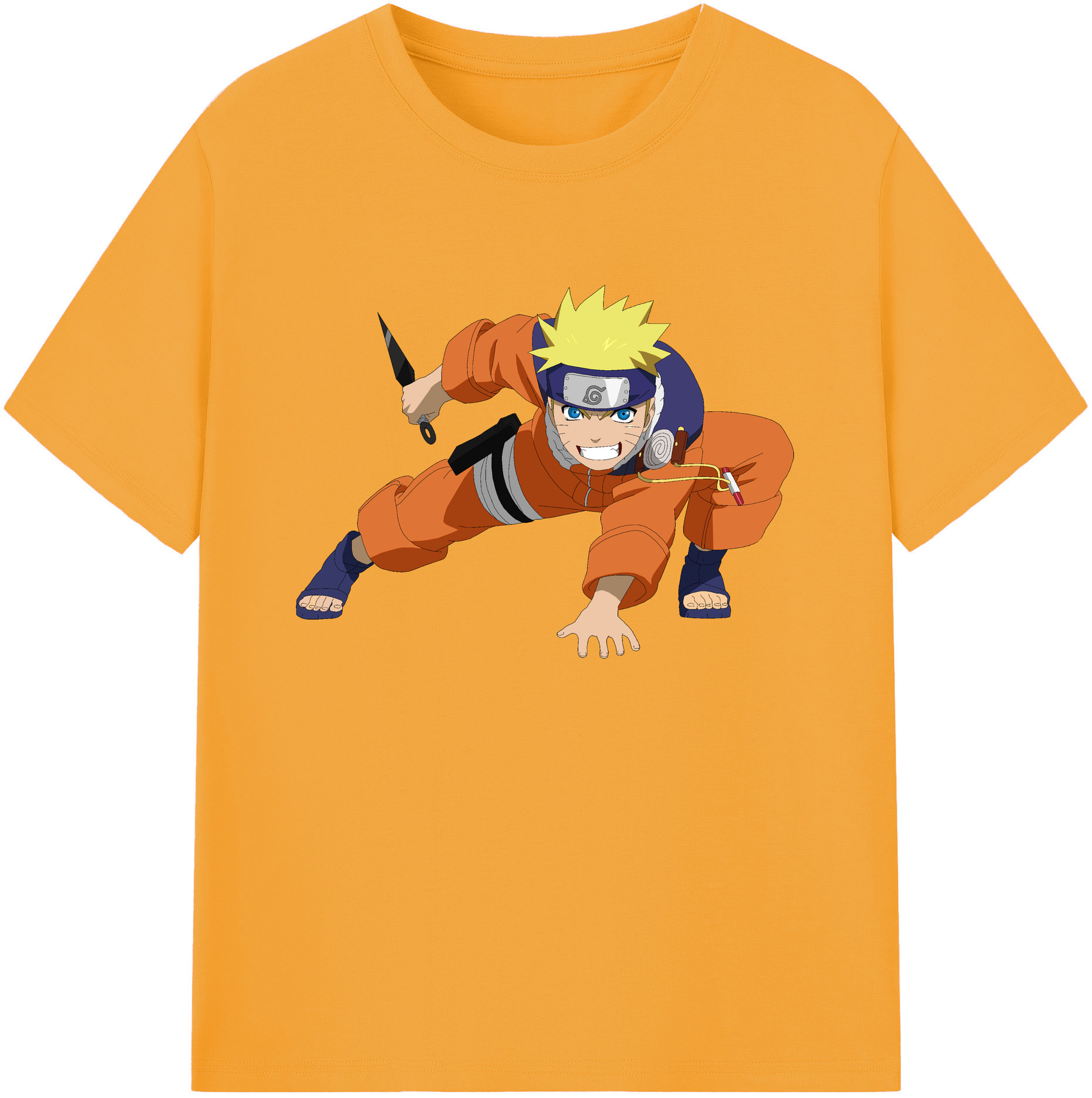 （画像用） NARUTO -ナルト- うずまき ナルト Uzumaki Naruto 綿100％ メンズ半袖Tシャツ｜肌触りやわらか＆通気性