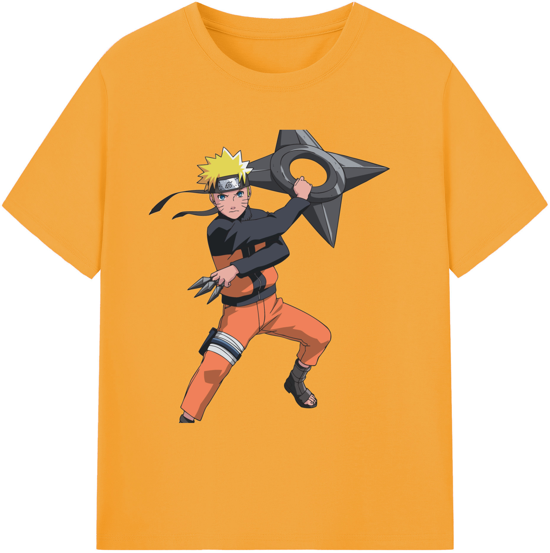 （画像用） NARUTO -ナルト- うずまき ナルト Uzumaki Naruto 綿100％ メンズ半袖Tシャツ｜肌触りやわらか＆通気性