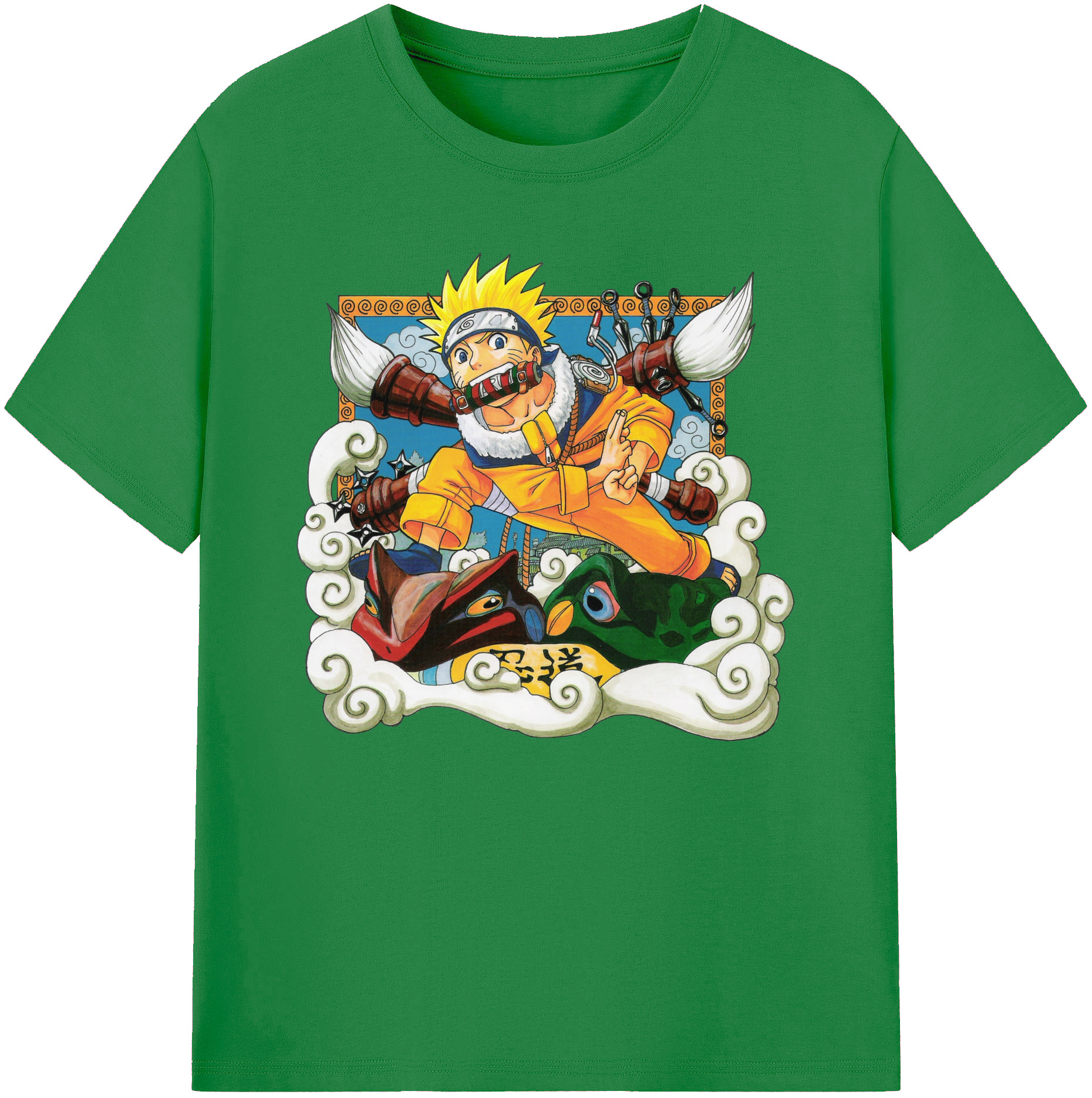 （画像用） NARUTO -ナルト- うずまき ナルト Uzumaki Naruto 綿100％ メンズ半袖Tシャツ｜肌触りやわらか＆通気性