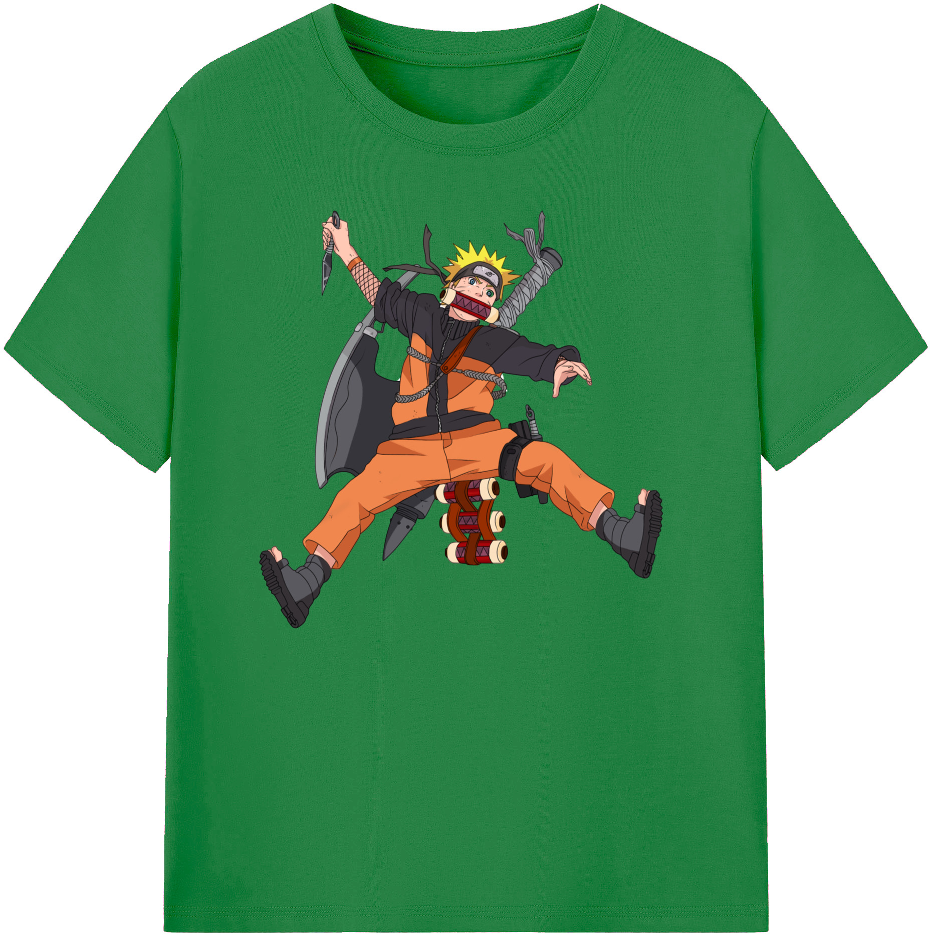 （画像用） NARUTO -ナルト- うずまき ナルト Uzumaki Naruto 綿100％ メンズ半袖Tシャツ｜肌触りやわらか＆通気性