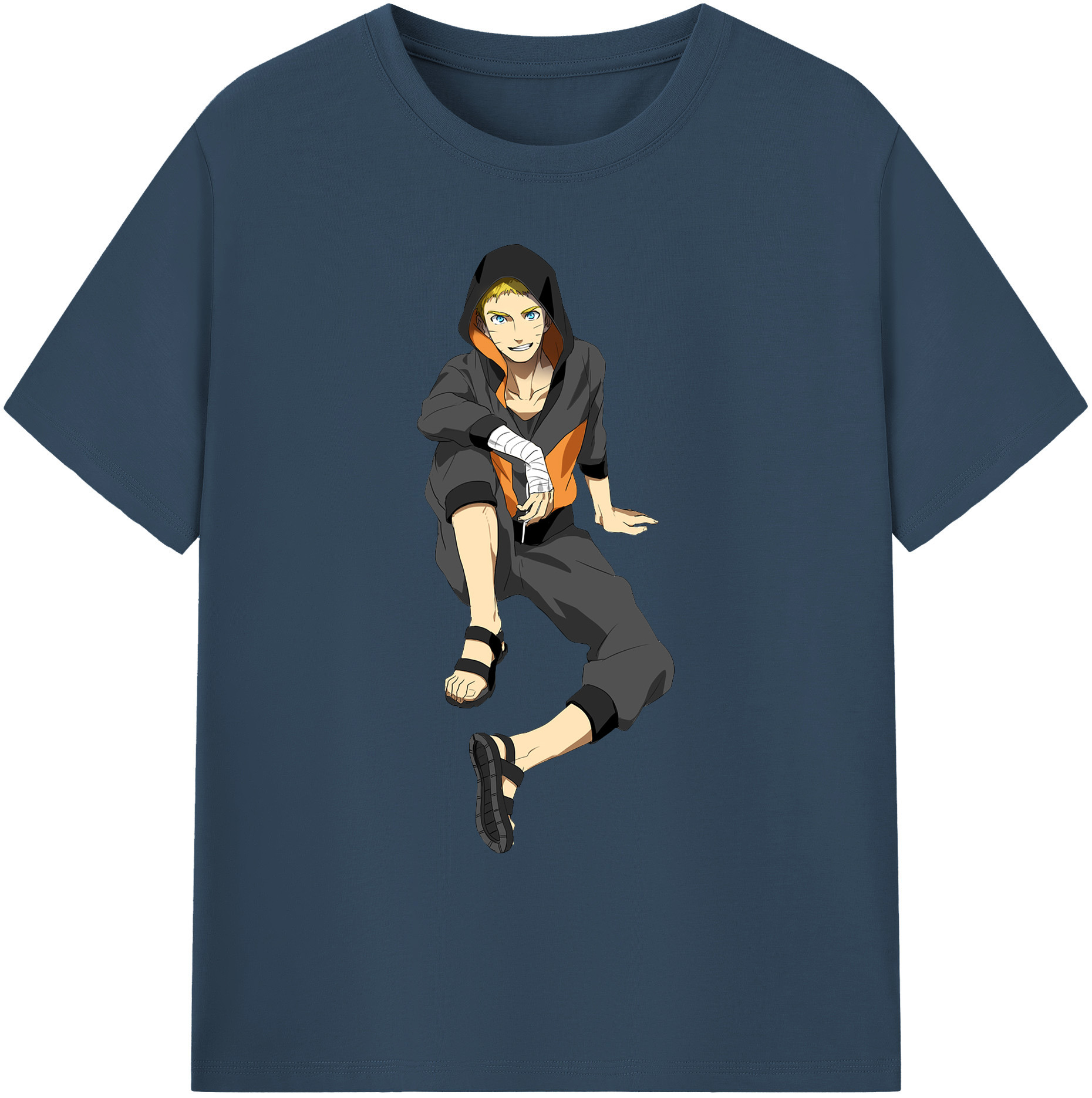 （画像用） NARUTO -ナルト- うずまき ナルト Uzumaki Naruto 綿100％ メンズ半袖Tシャツ｜肌触りやわらか＆通気性