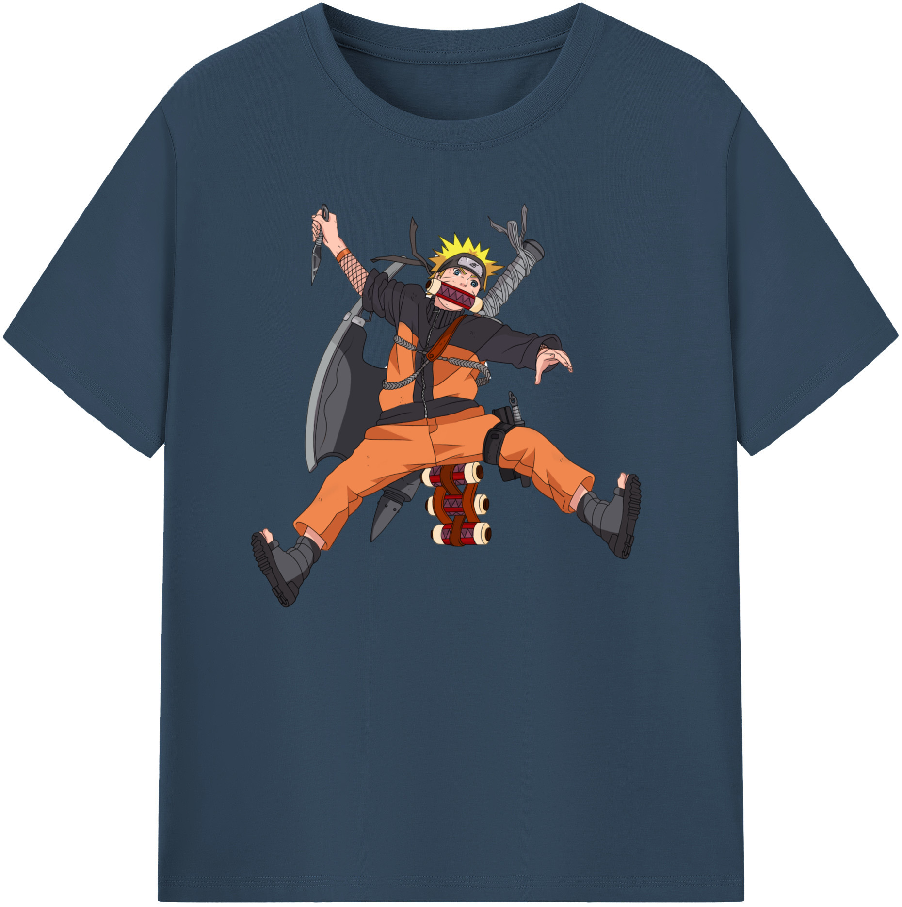 （画像用） NARUTO -ナルト- うずまき ナルト Uzumaki Naruto 綿100％ メンズ半袖Tシャツ｜肌触りやわらか＆通気性