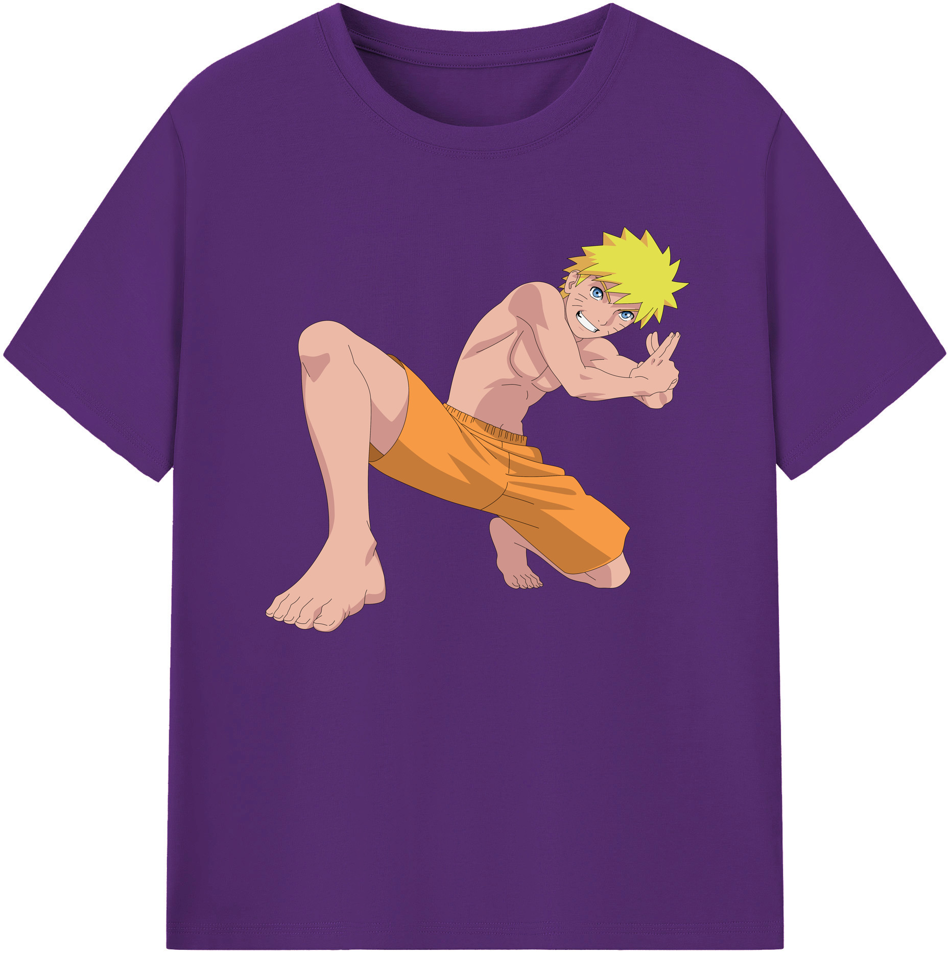 （画像用） NARUTO -ナルト- うずまき ナルト Uzumaki Naruto 綿100％ メンズ半袖Tシャツ｜肌触りやわらか＆通気性
