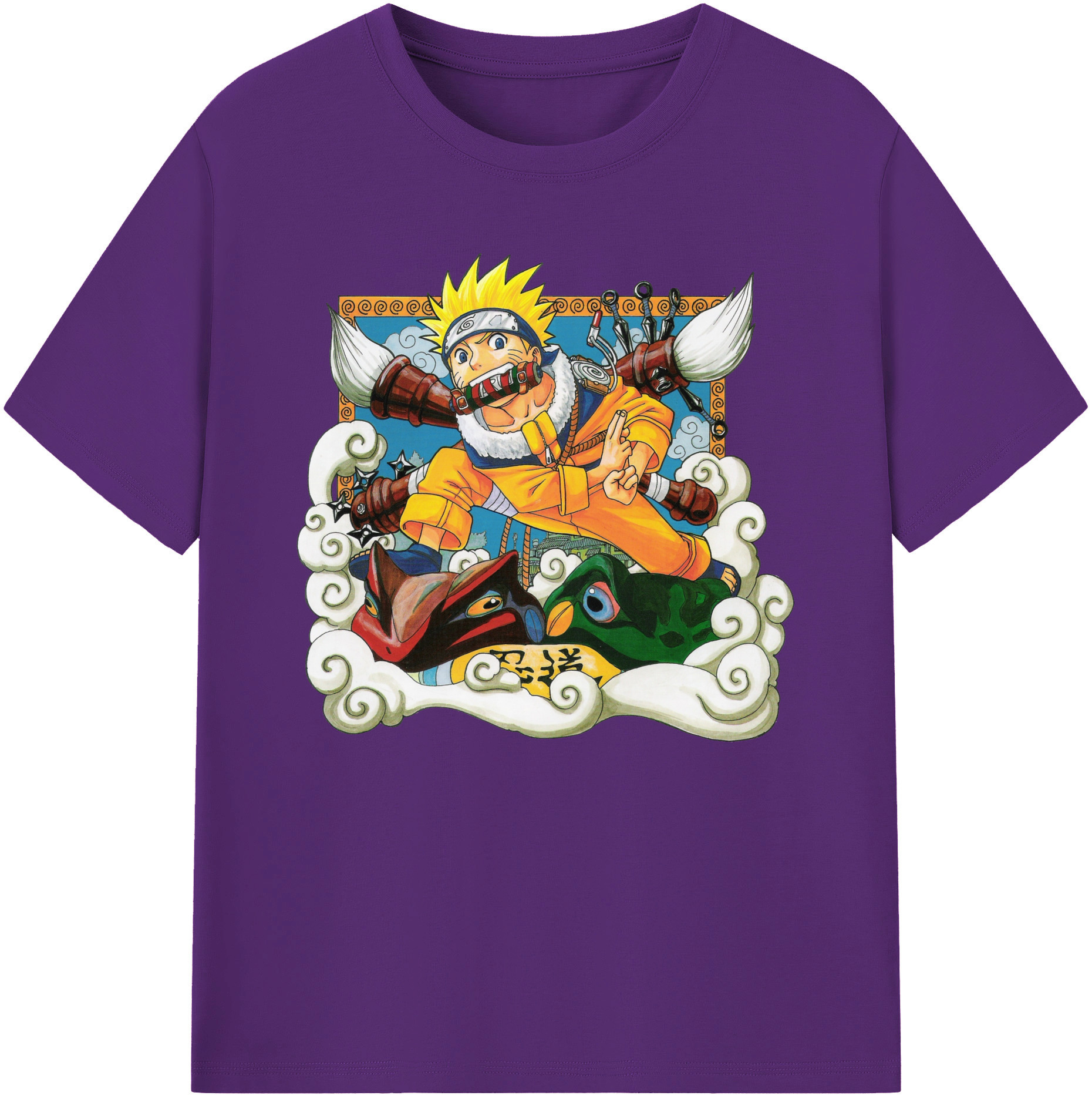 （画像用） NARUTO -ナルト- うずまき ナルト Uzumaki Naruto 綿100％ メンズ半袖Tシャツ｜肌触りやわらか＆通気性