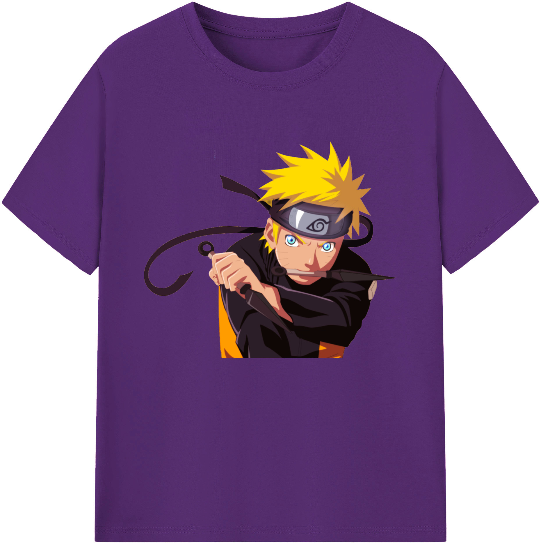 （画像用） NARUTO -ナルト- うずまき ナルト Uzumaki Naruto 綿100％ メンズ半袖Tシャツ｜肌触りやわらか＆通気性