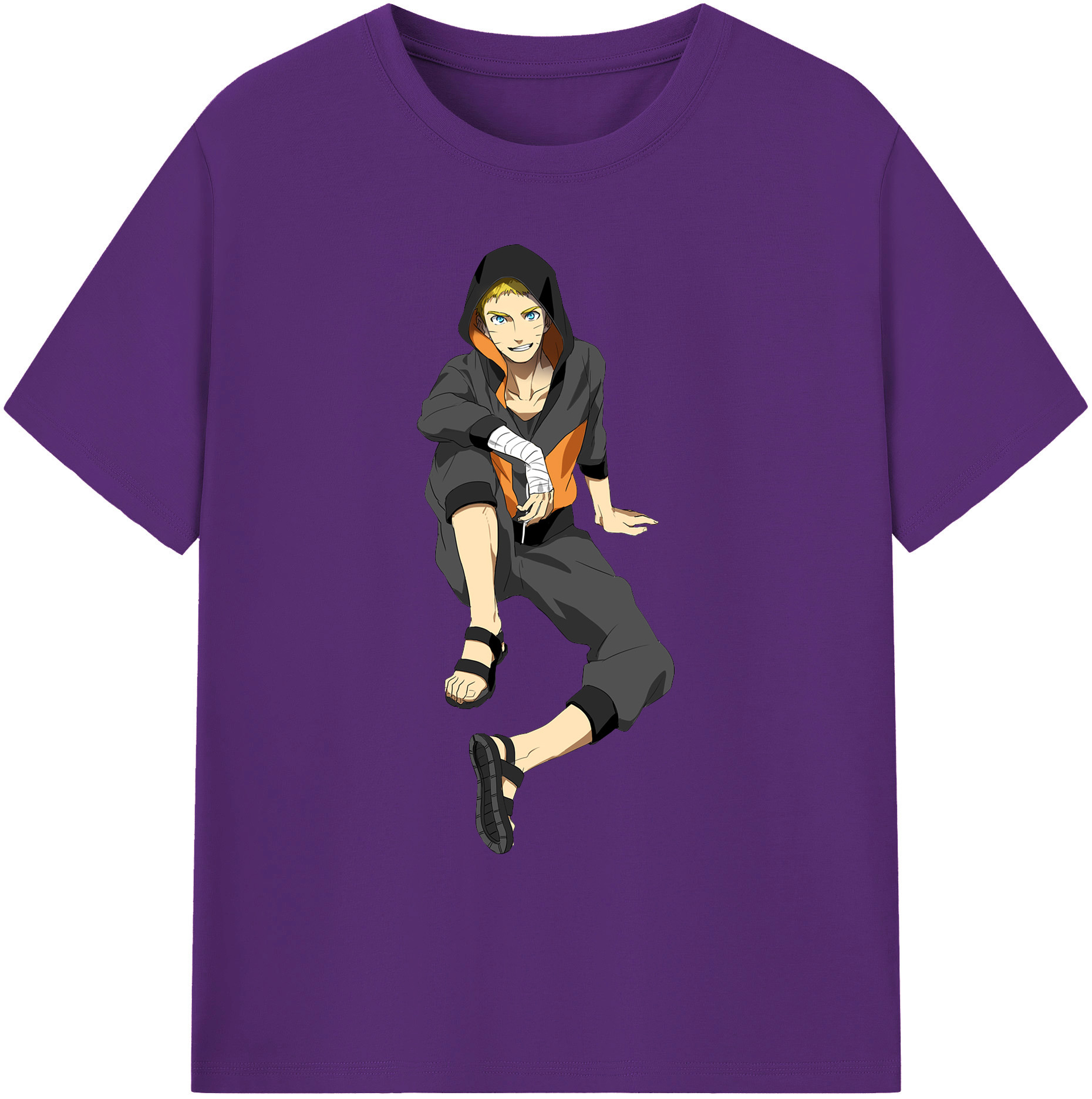 （画像用） NARUTO -ナルト- うずまき ナルト Uzumaki Naruto 綿100％ メンズ半袖Tシャツ｜肌触りやわらか＆通気性