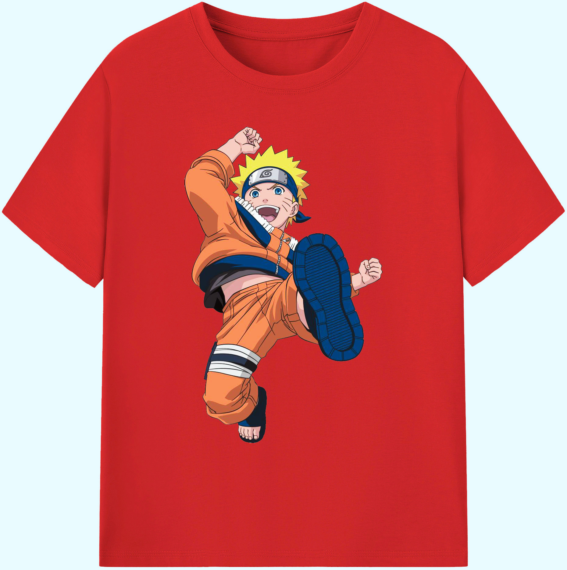 （画像用） NARUTO -ナルト- うずまき ナルト Uzumaki Naruto 綿100％ メンズ半袖Tシャツ｜肌触りやわらか＆通気性