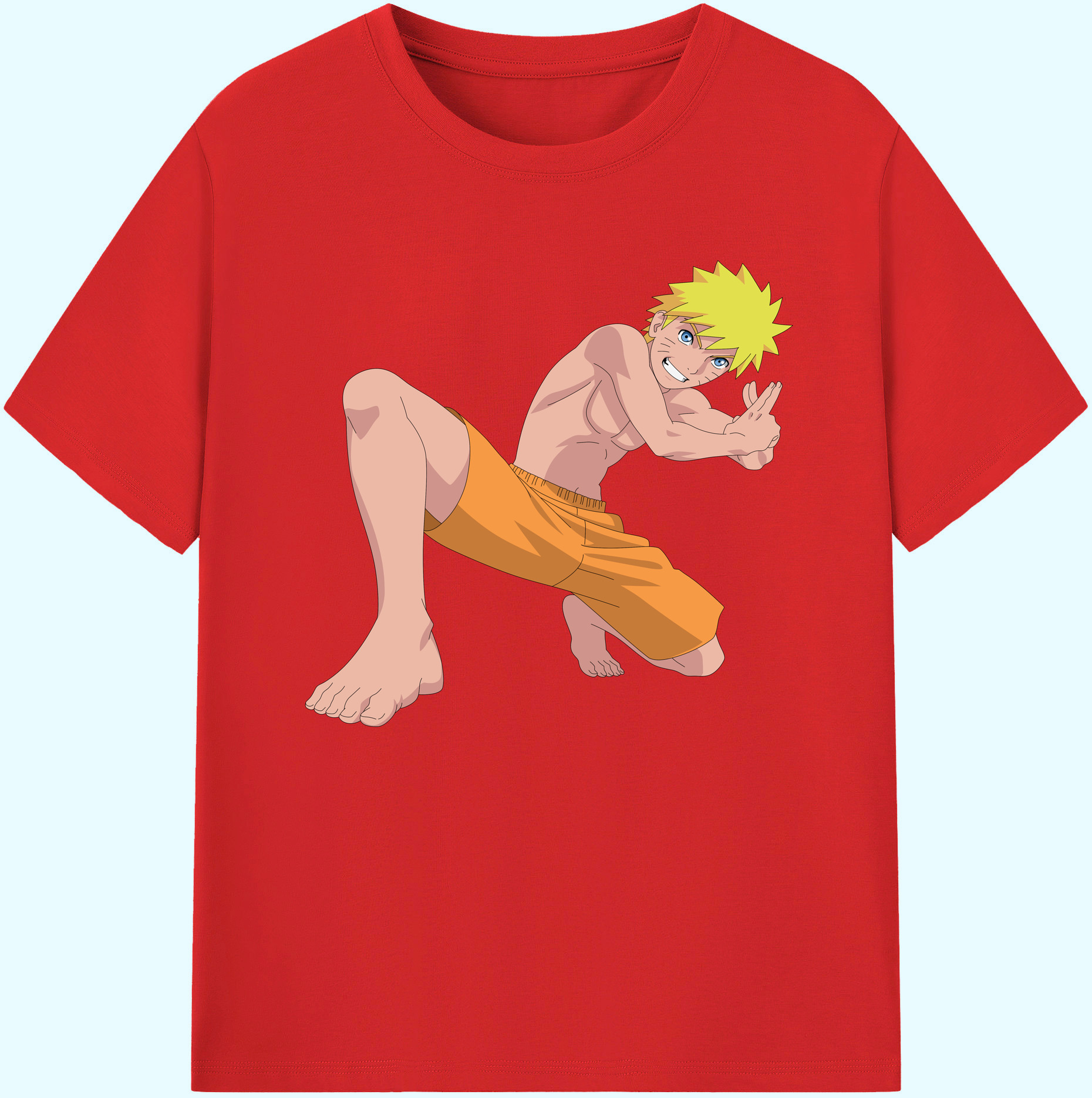 （画像用） NARUTO -ナルト- うずまき ナルト Uzumaki Naruto 綿100％ メンズ半袖Tシャツ｜肌触りやわらか＆通気性