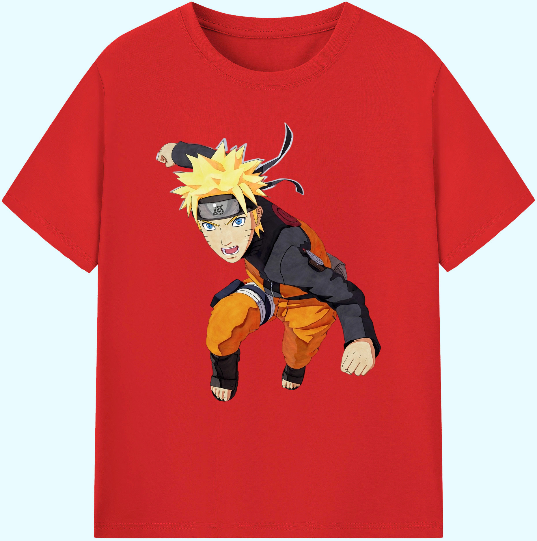 （画像用） NARUTO -ナルト- うずまき ナルト Uzumaki Naruto 綿100％ メンズ半袖Tシャツ｜肌触りやわらか＆通気性