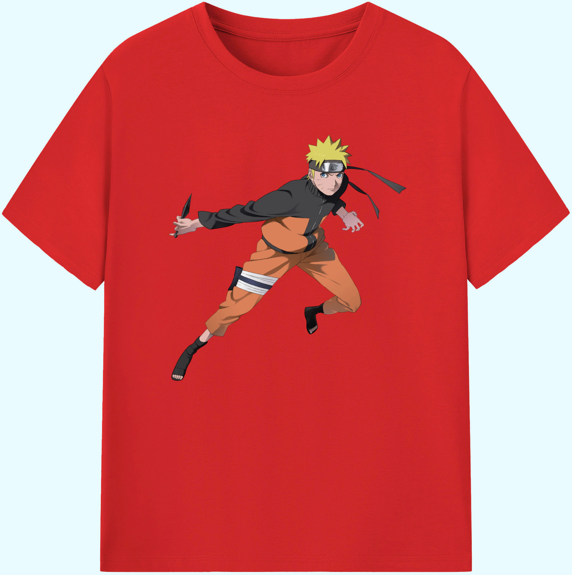 （画像用） NARUTO -ナルト- うずまき ナルト Uzumaki Naruto 綿100％ メンズ半袖Tシャツ｜肌触りやわらか＆通気性