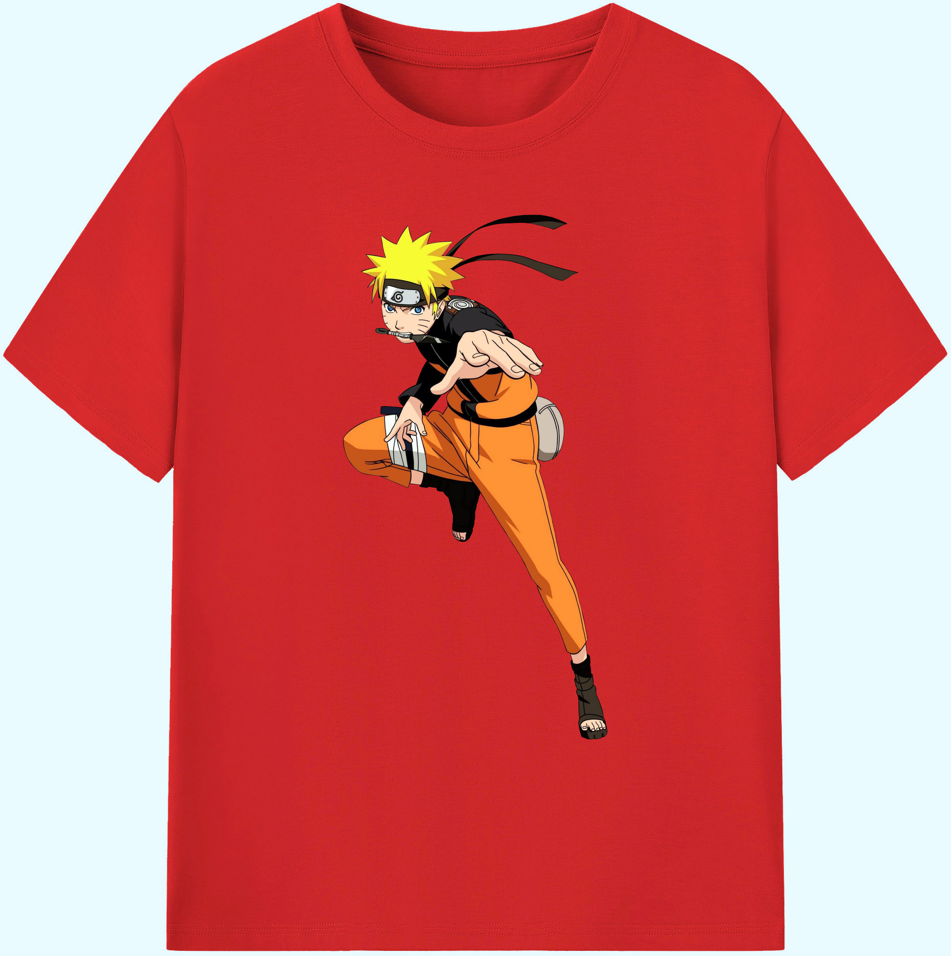（画像用） NARUTO -ナルト- うずまき ナルト Uzumaki Naruto 綿100％ メンズ半袖Tシャツ｜肌触りやわらか＆通気性
