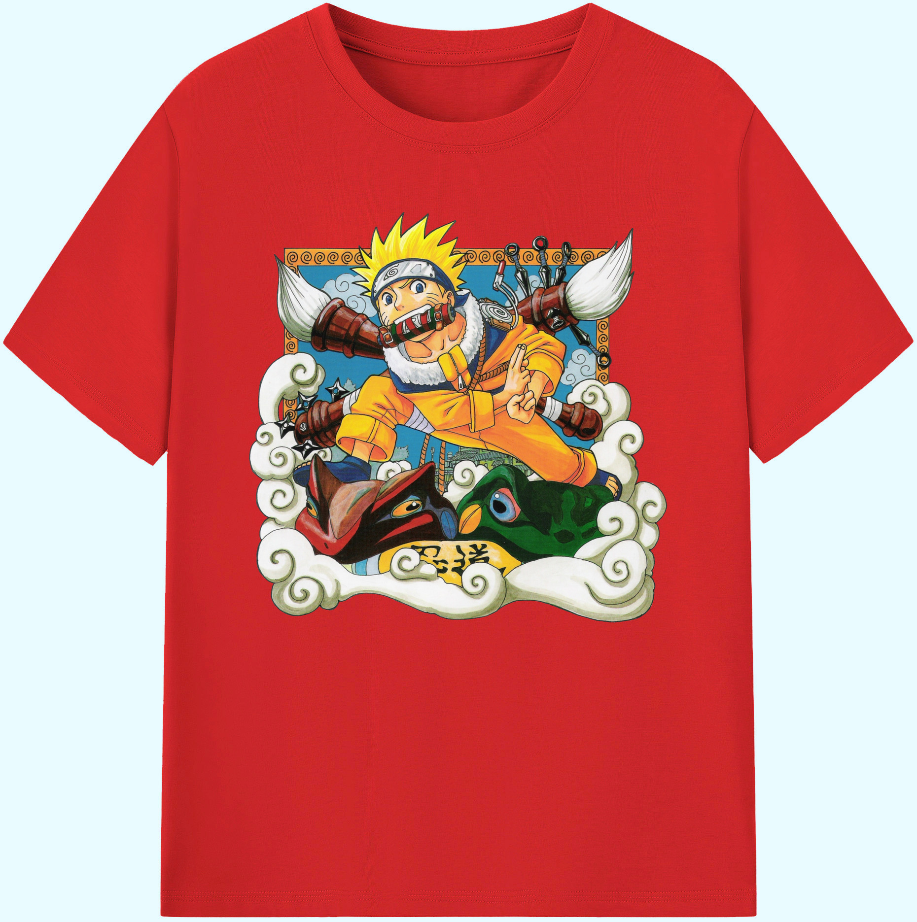 （画像用） NARUTO -ナルト- うずまき ナルト Uzumaki Naruto 綿100％ メンズ半袖Tシャツ｜肌触りやわらか＆通気性